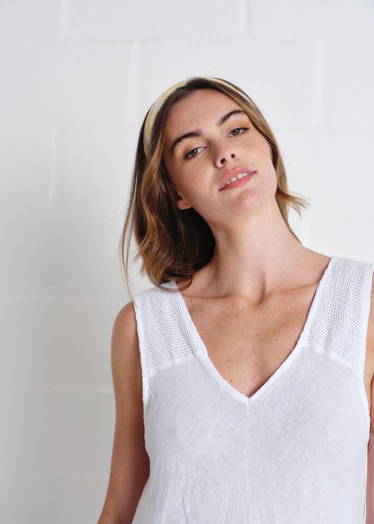 View our Guethary Italian Linen 3/4 Dress In White - by Tribute Store
