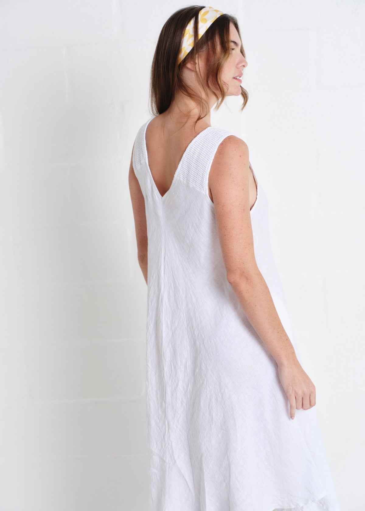 View our Guethary Italian Linen 3/4 Dress In White - by Tribute Store