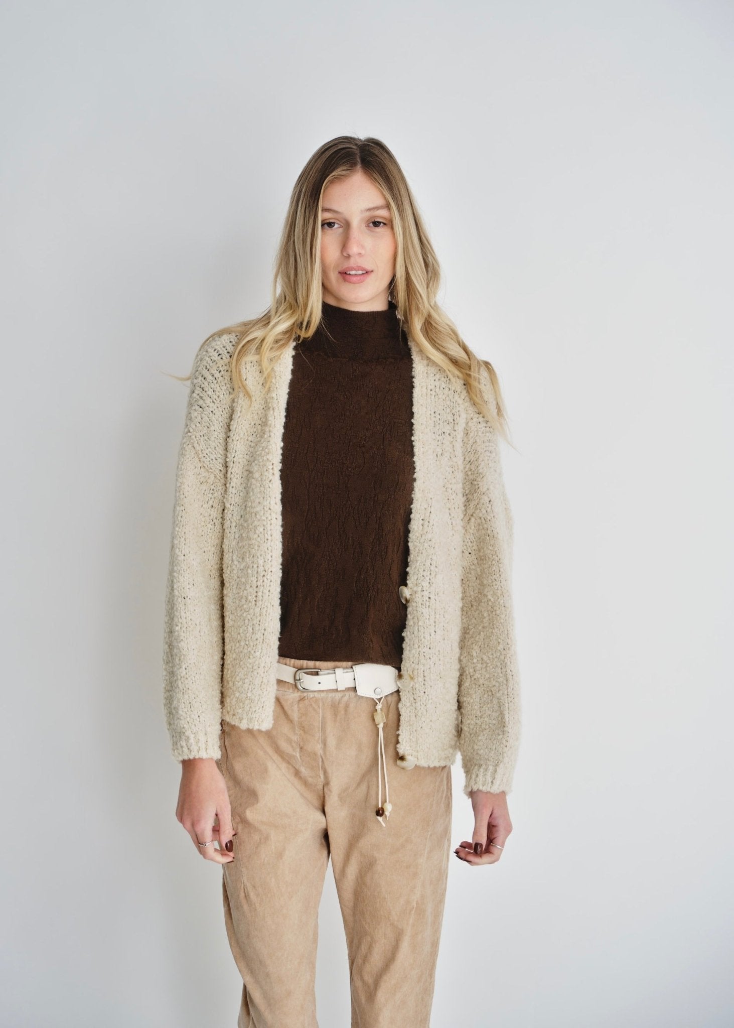 View our Hamptons Chunky Cardigan In Beige - by Tribute Store