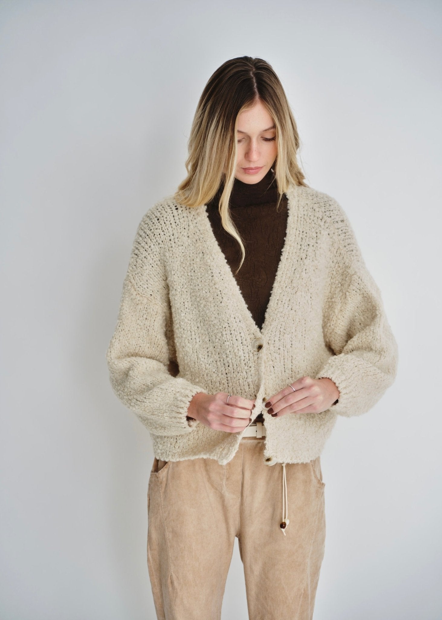 View our Hamptons Chunky Cardigan In Beige - by Tribute Store