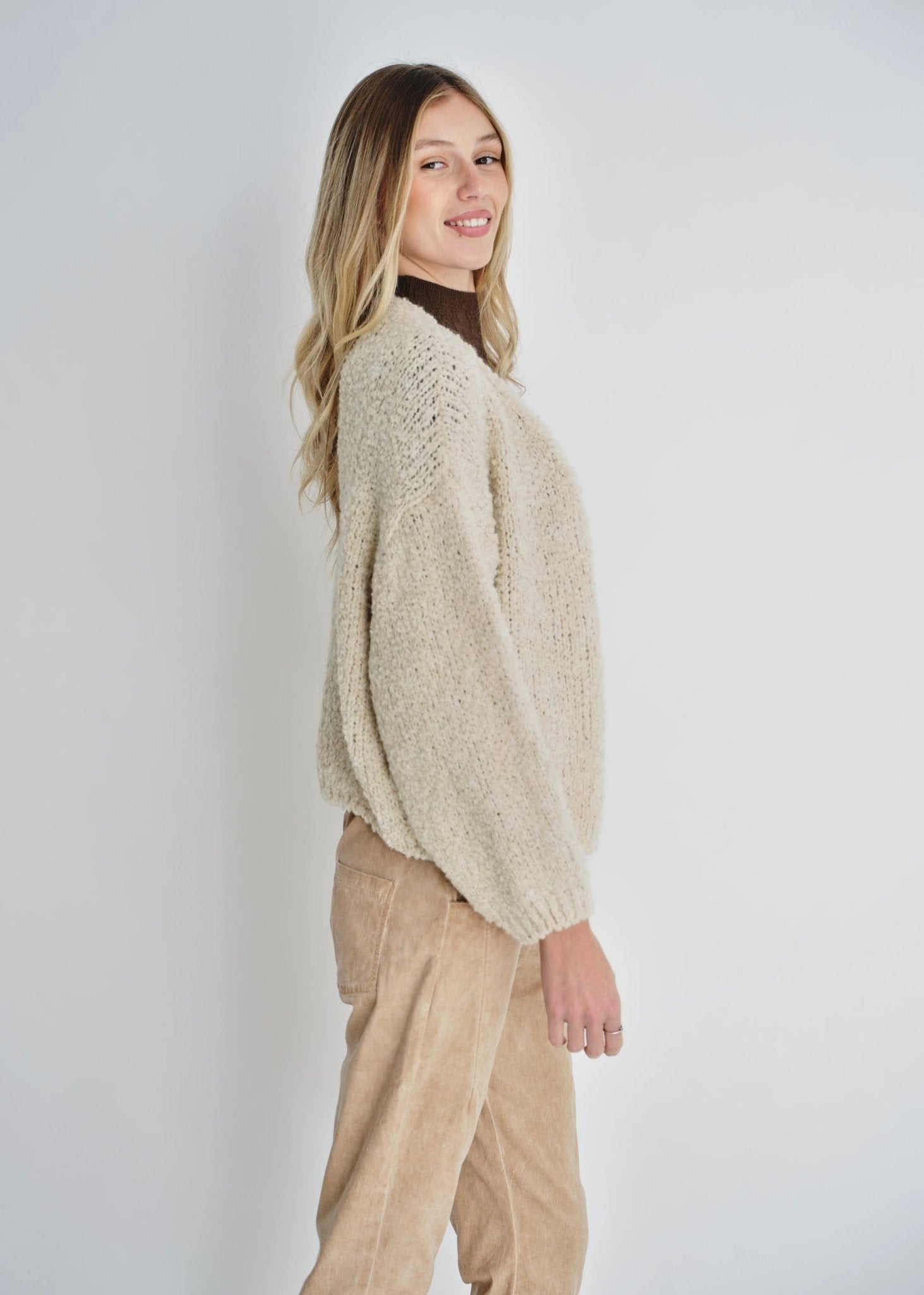 View our Hamptons Chunky Cardigan In Beige - by Tribute Store