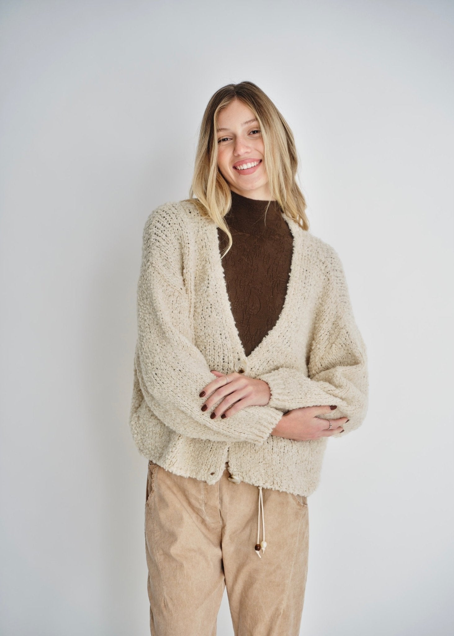 View our Hamptons Chunky Cardigan In Beige - by Tribute Store