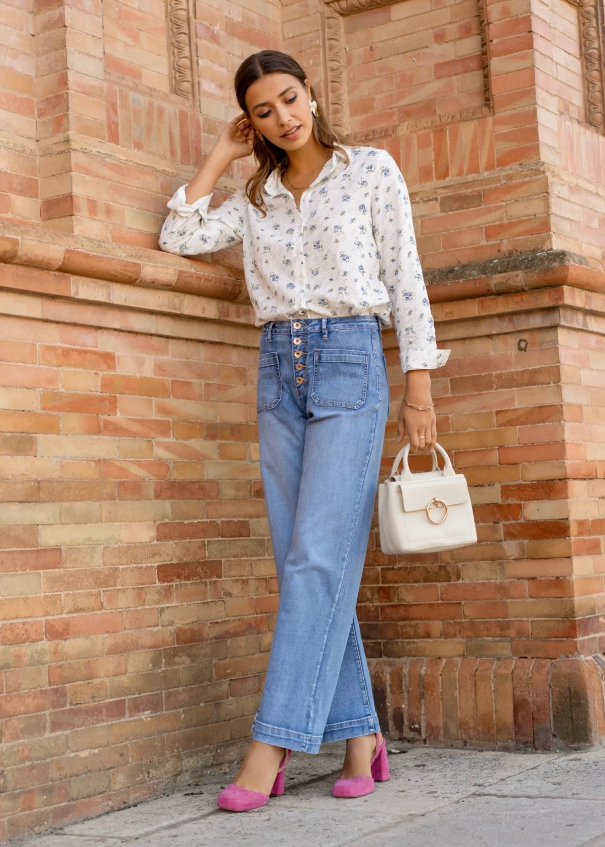 View our High - Waisted Wide Leg Relaxed Fit Jeans in Light Blue Denim - by Tribute Store