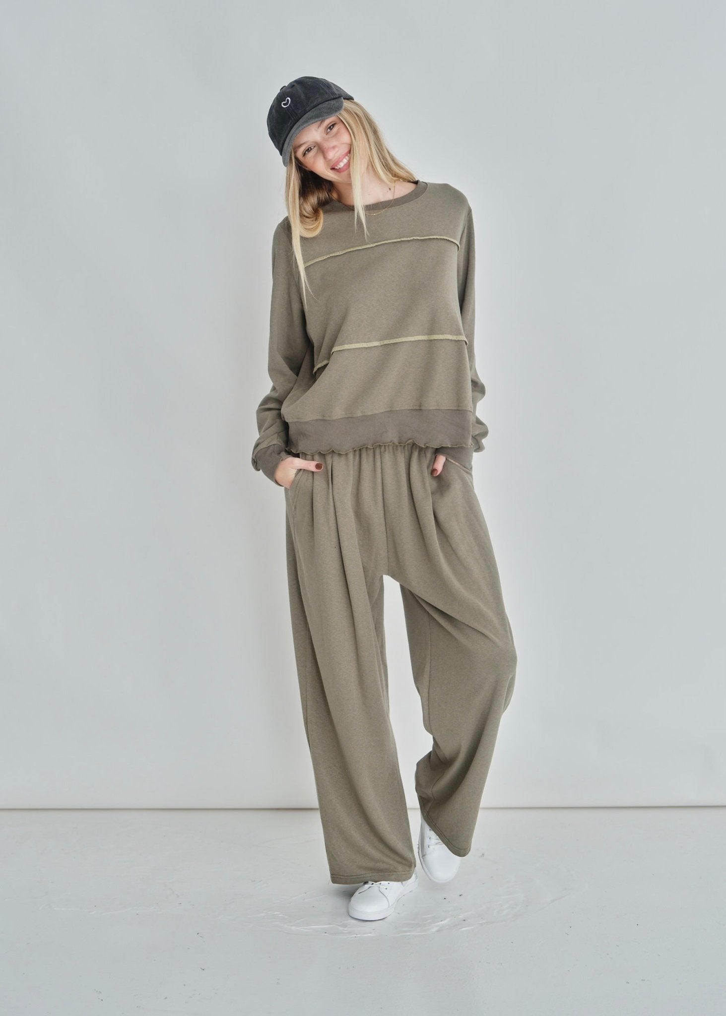 View our Hollis Styled Sweat Top In Khaki - by Tribute Store