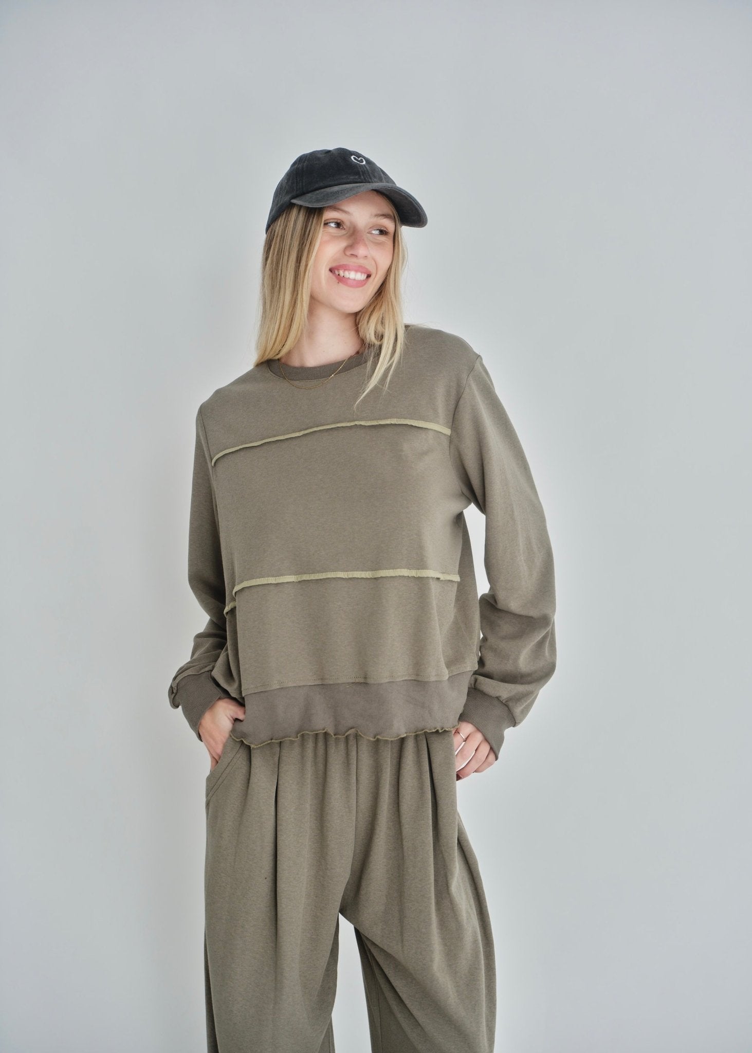 View our Hollis Styled Sweat Top In Khaki - by Tribute Store