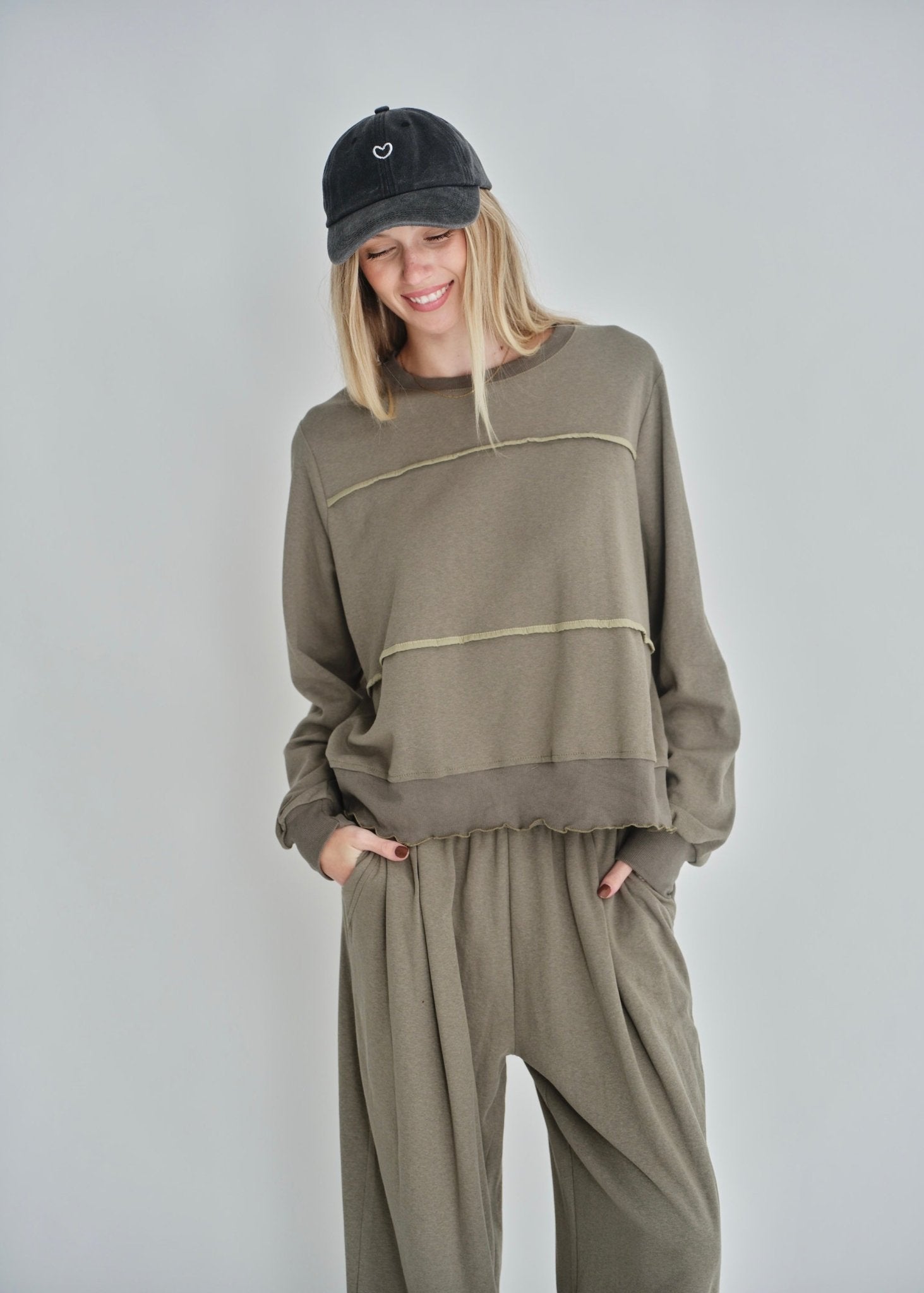View our Hollis Styled Sweat Top In Khaki - by Tribute Store