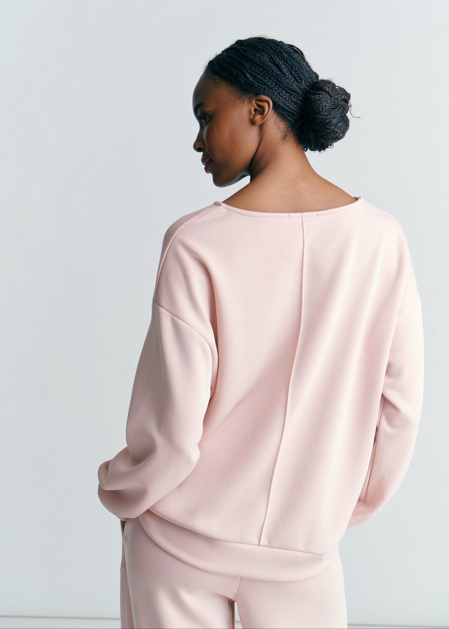 View our Hygge Boat Neck Long Sleeve Sweater In Blush Pink - by Tribute Store