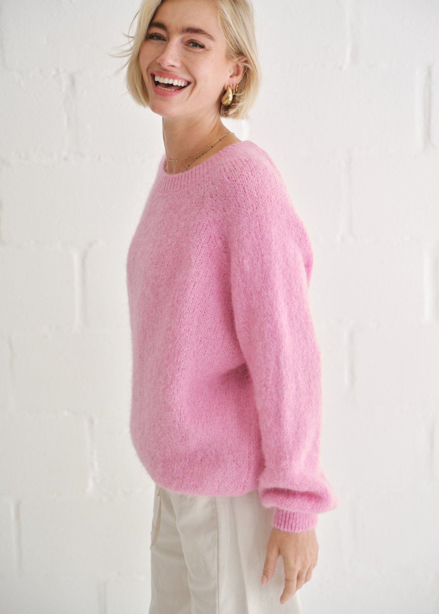 View our Italian Alpaca Hot Pink Oversized Knit - by Tribute Store