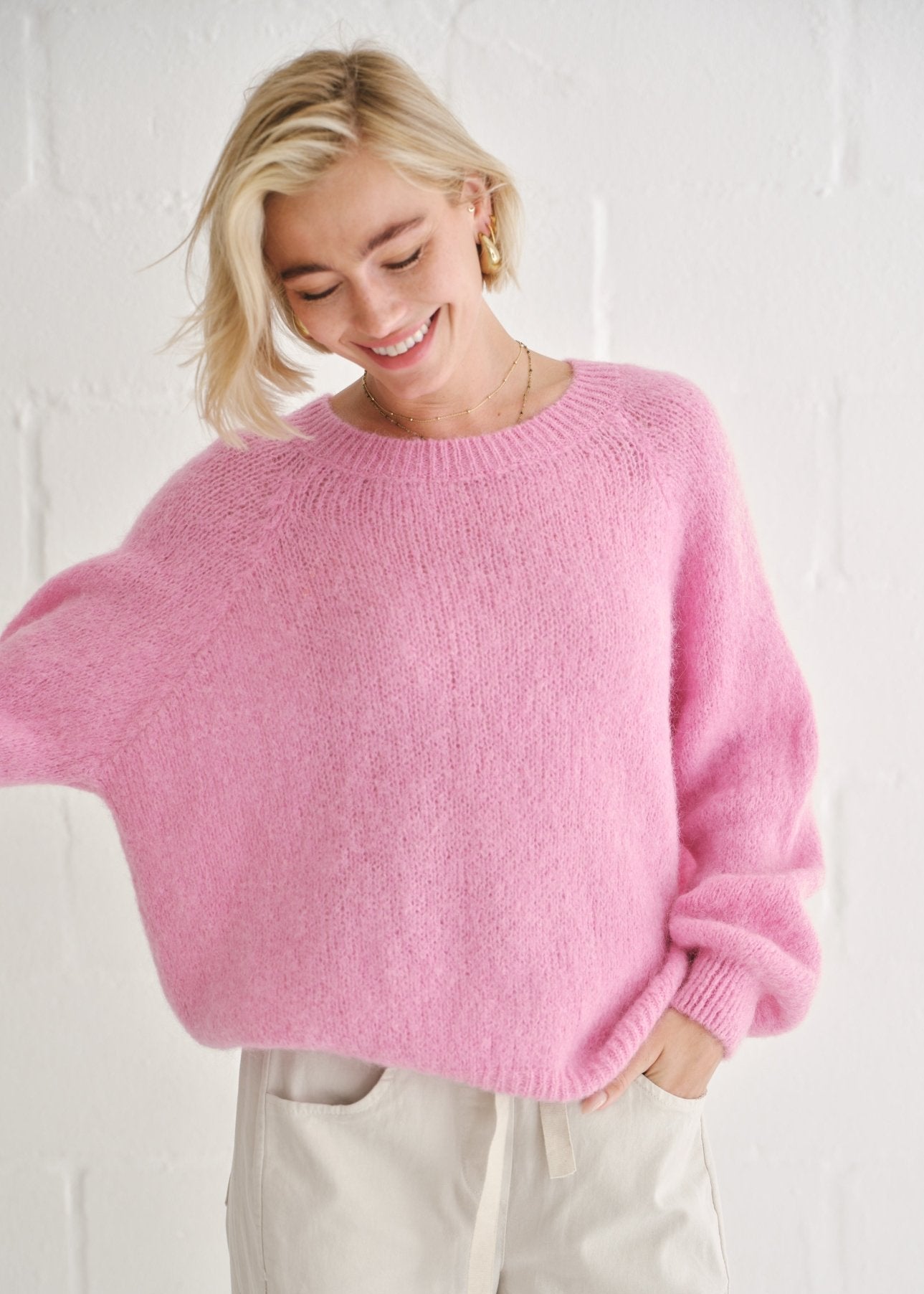 View our Italian Alpaca Hot Pink Oversized Knit - by Tribute Store