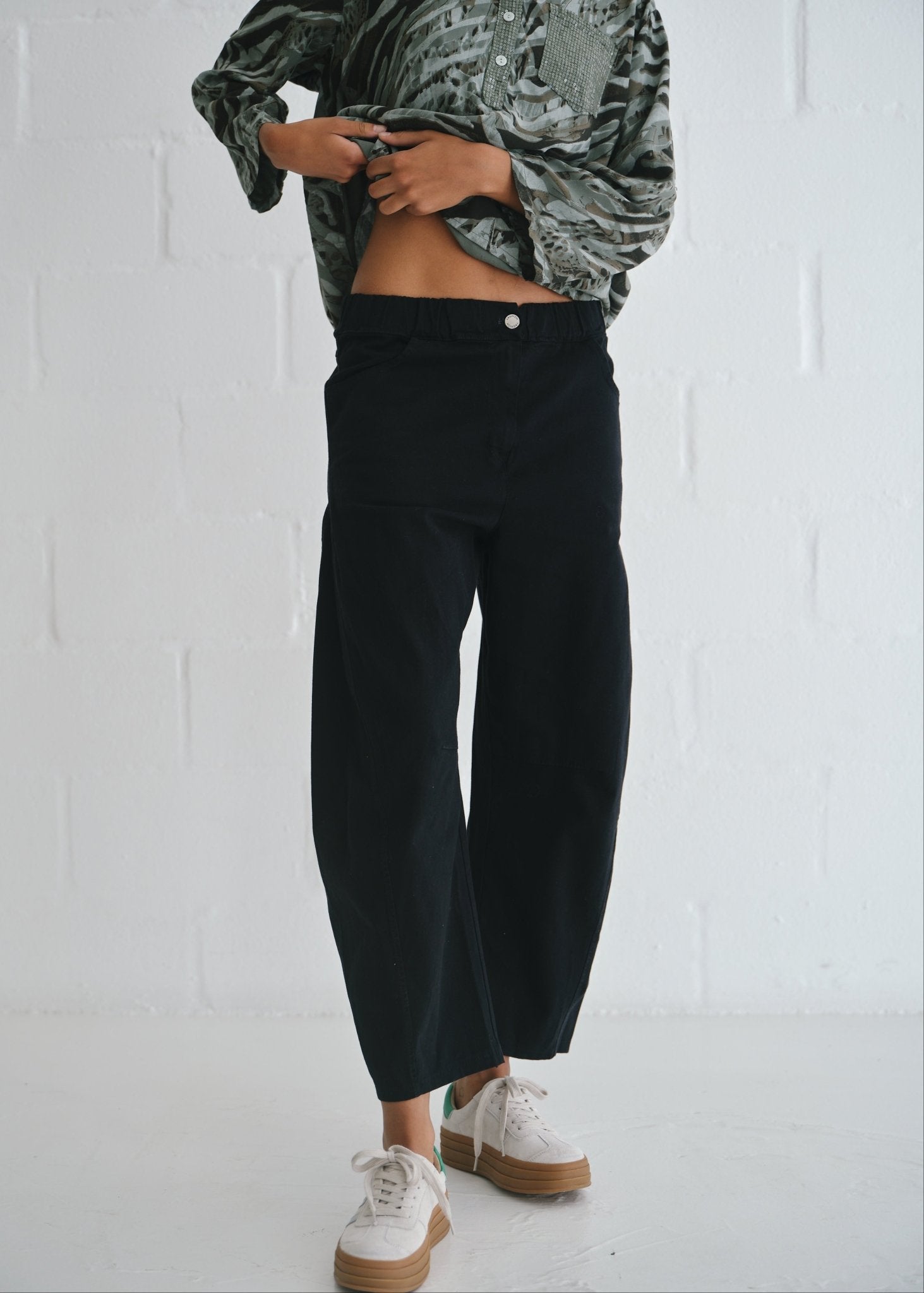 View our Italian Barrel Joggers In Black - by Tribute Store