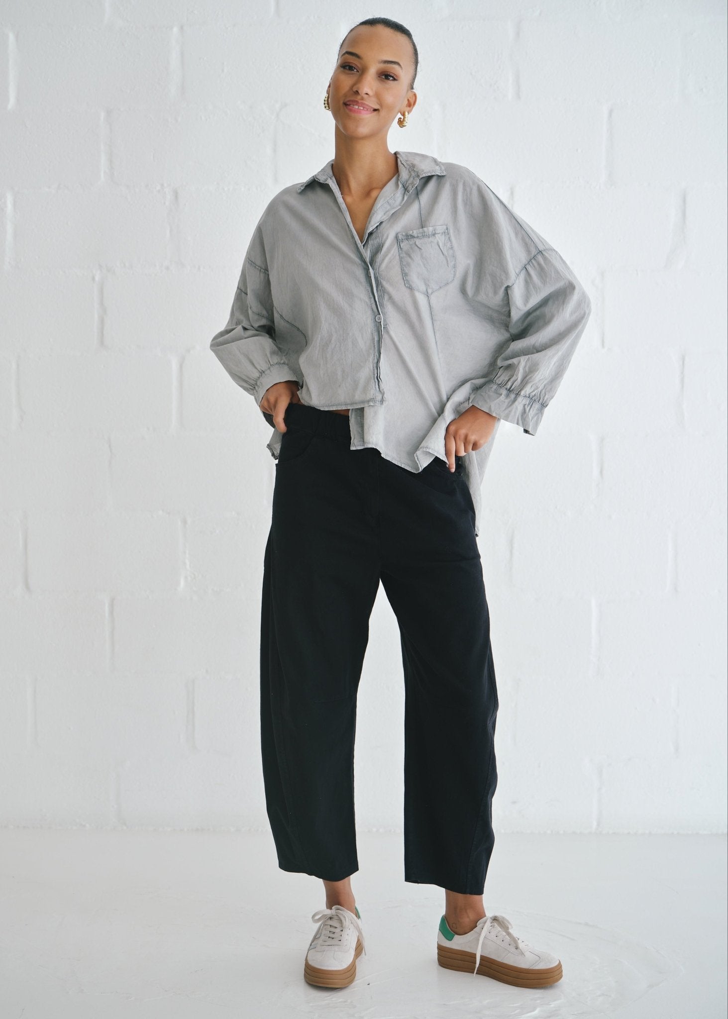 View our Italian Barrel Joggers In Black - by Tribute Store