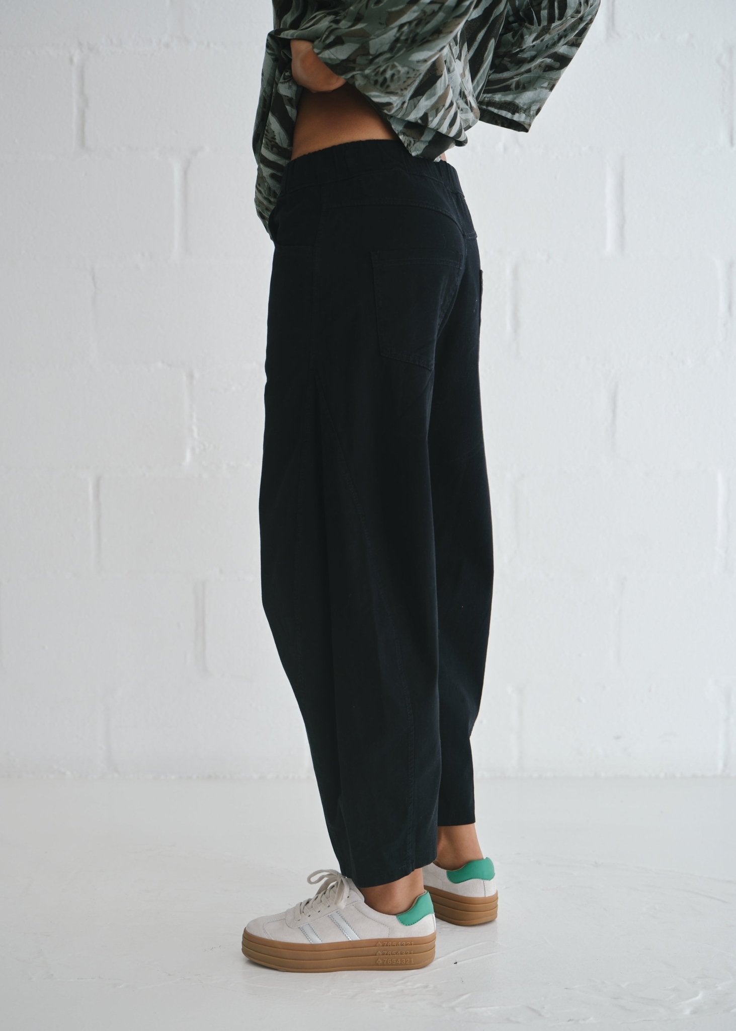 View our Italian Barrel Joggers In Black - by Tribute Store