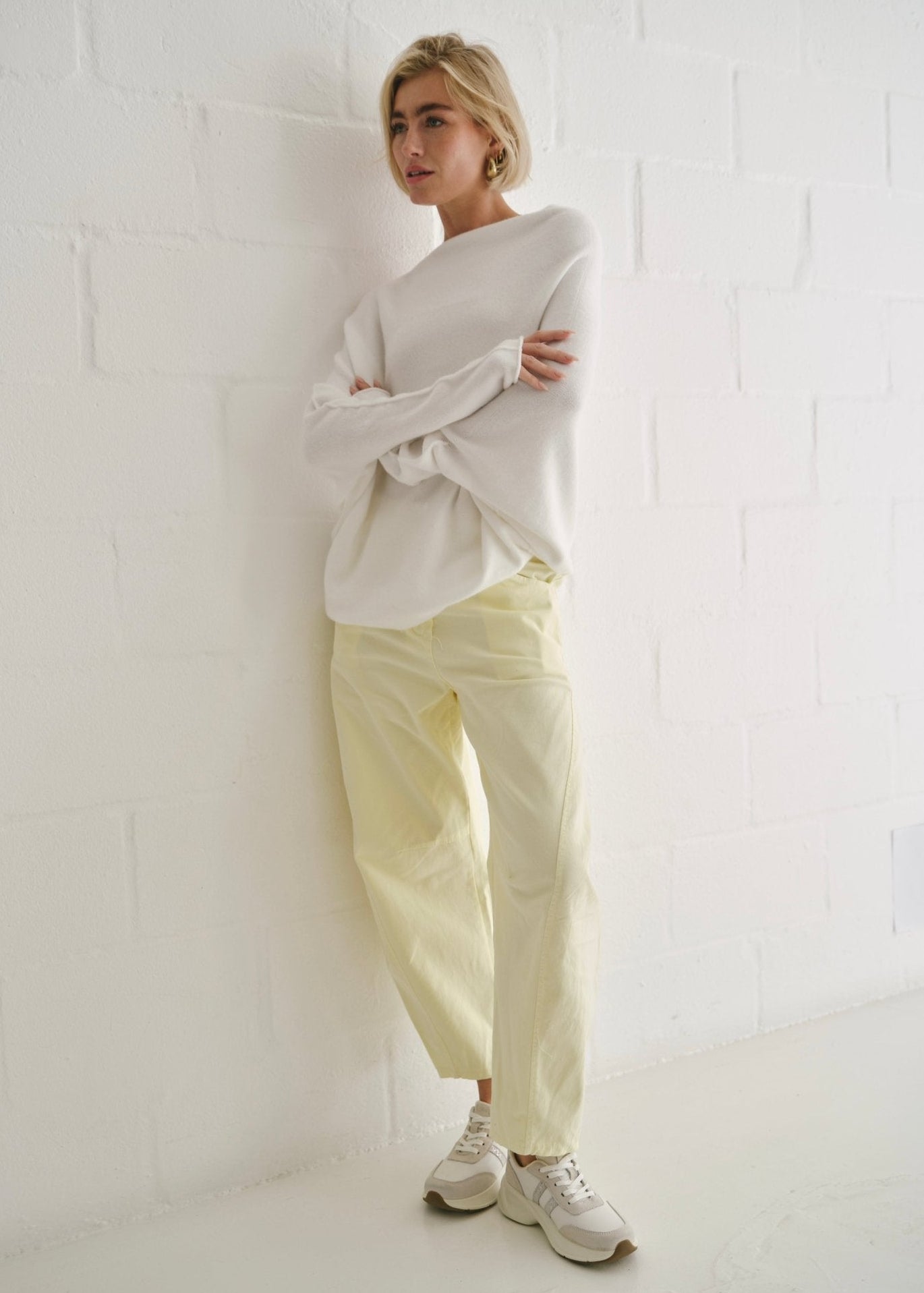 View our Italian Barrel Joggers In Yellow - by Tribute Store