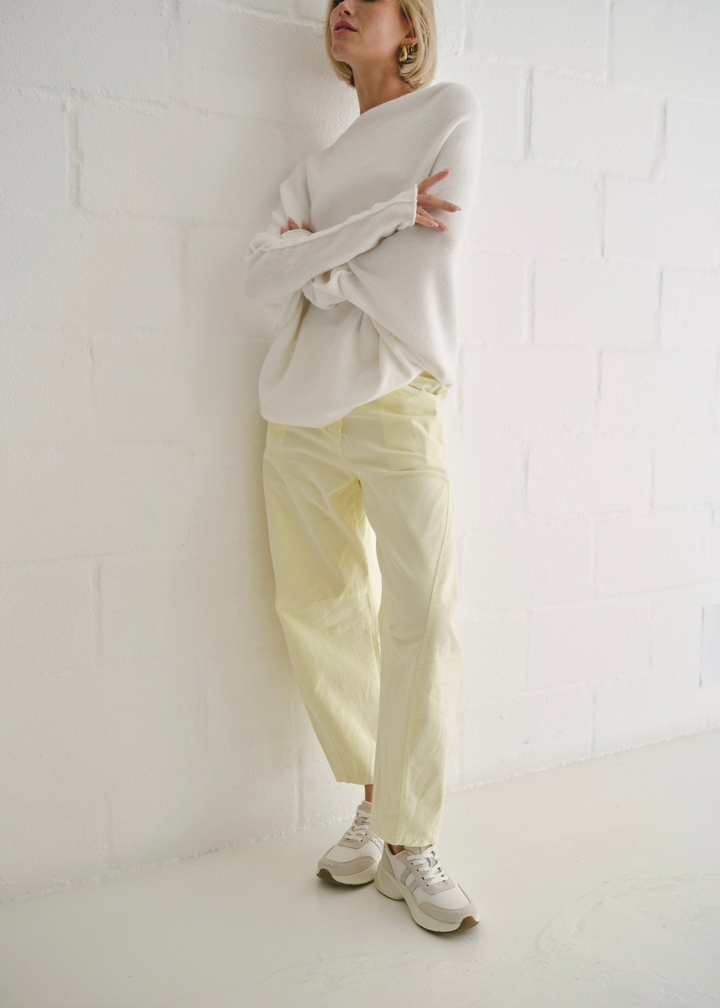 View our Italian Barrel Joggers In Yellow - by Tribute Store