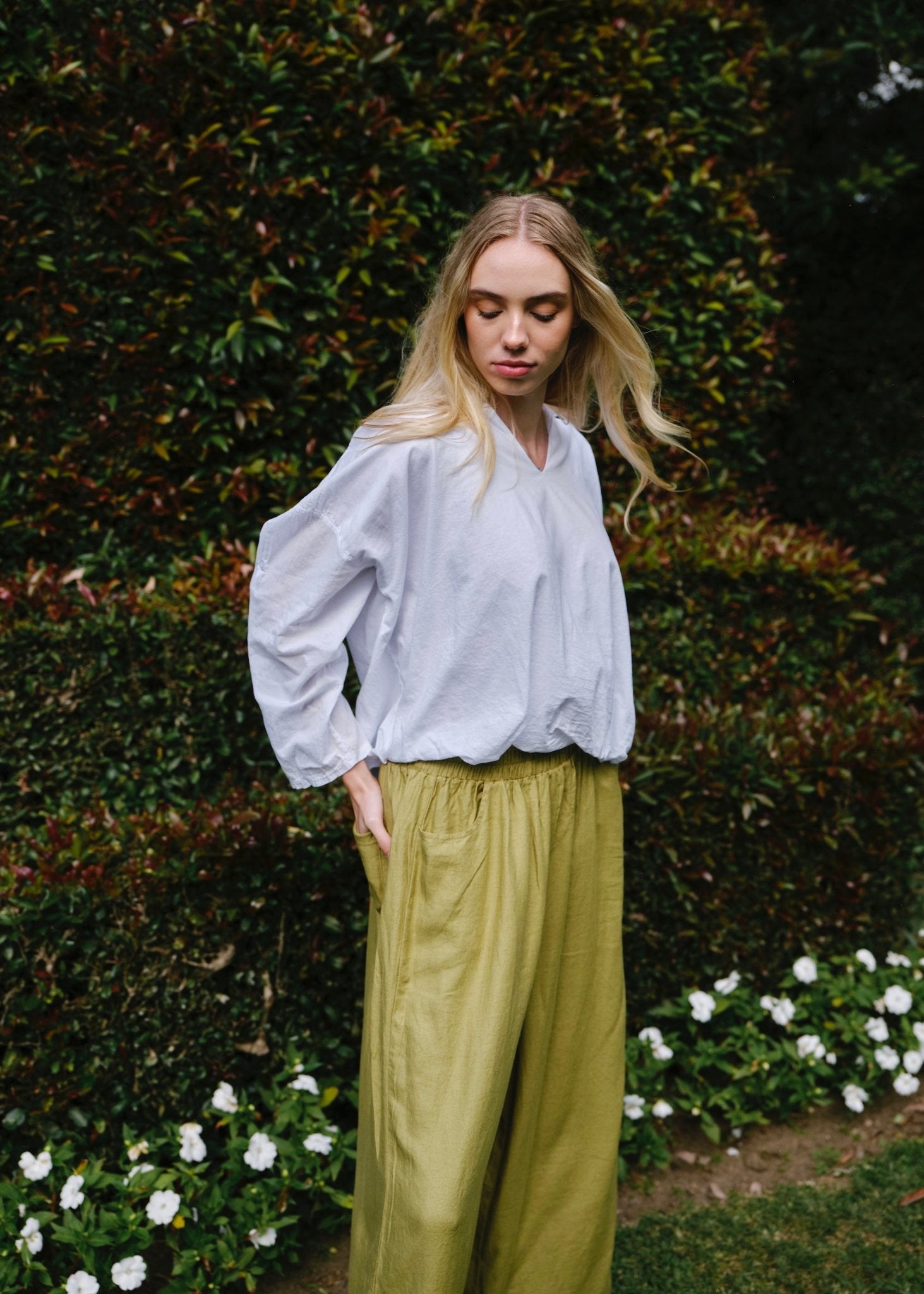 View our Italian Bubble Hem Cotton Shirt in White - by Tribute Store