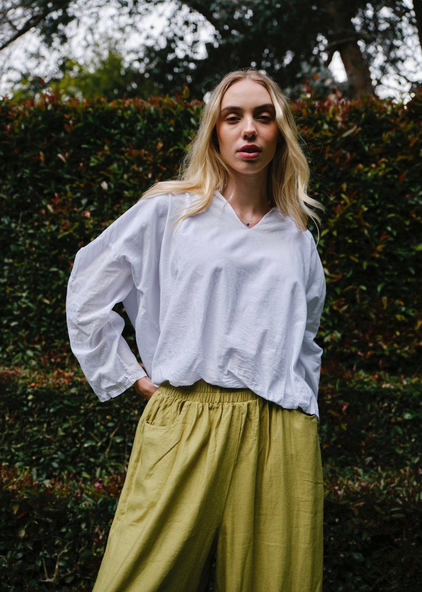 View our Italian Bubble Hem Cotton Shirt in White - by Tribute Store