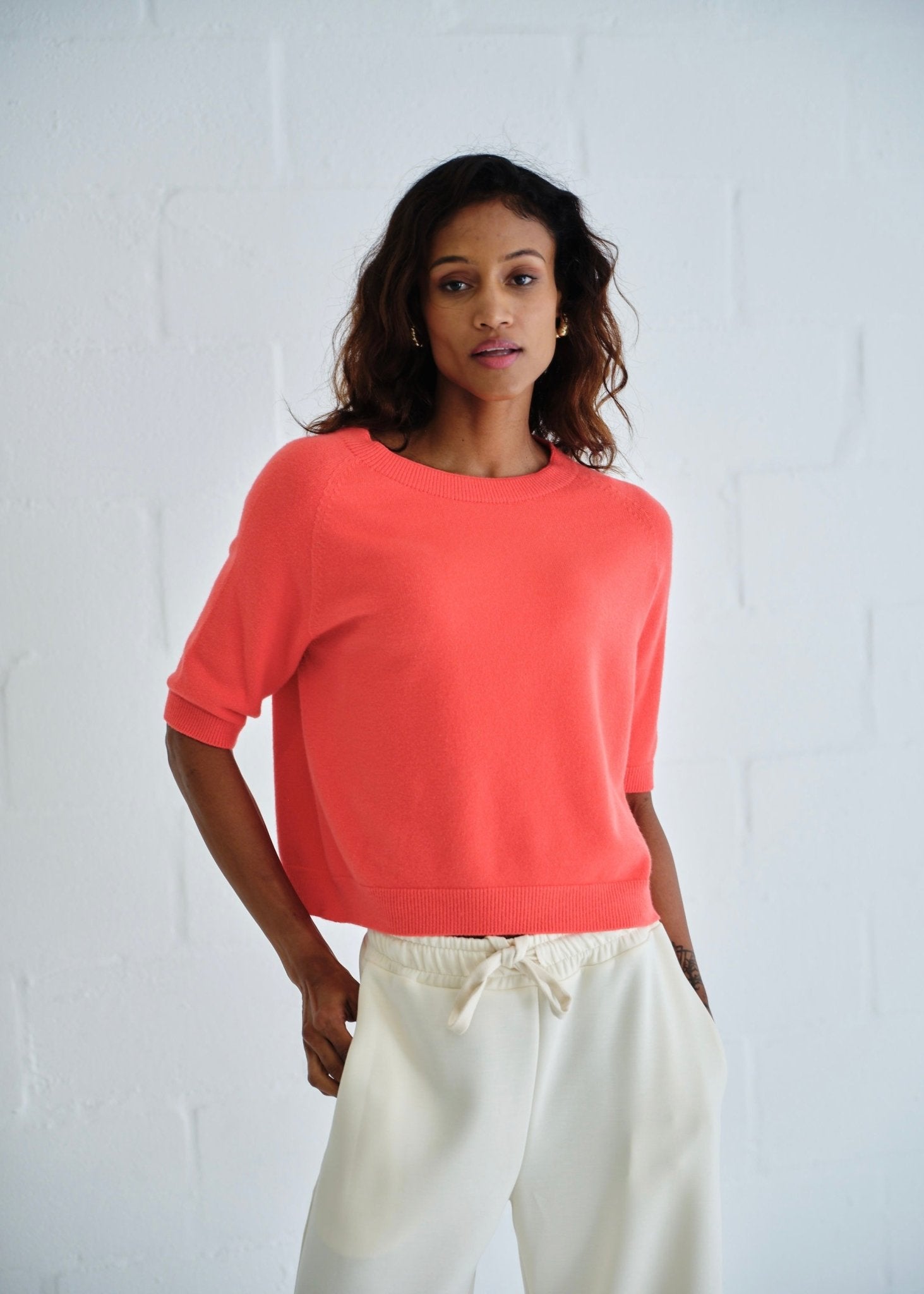 View our Italian Butter Soft Crew Neck Knit Coral - by Tribute Store