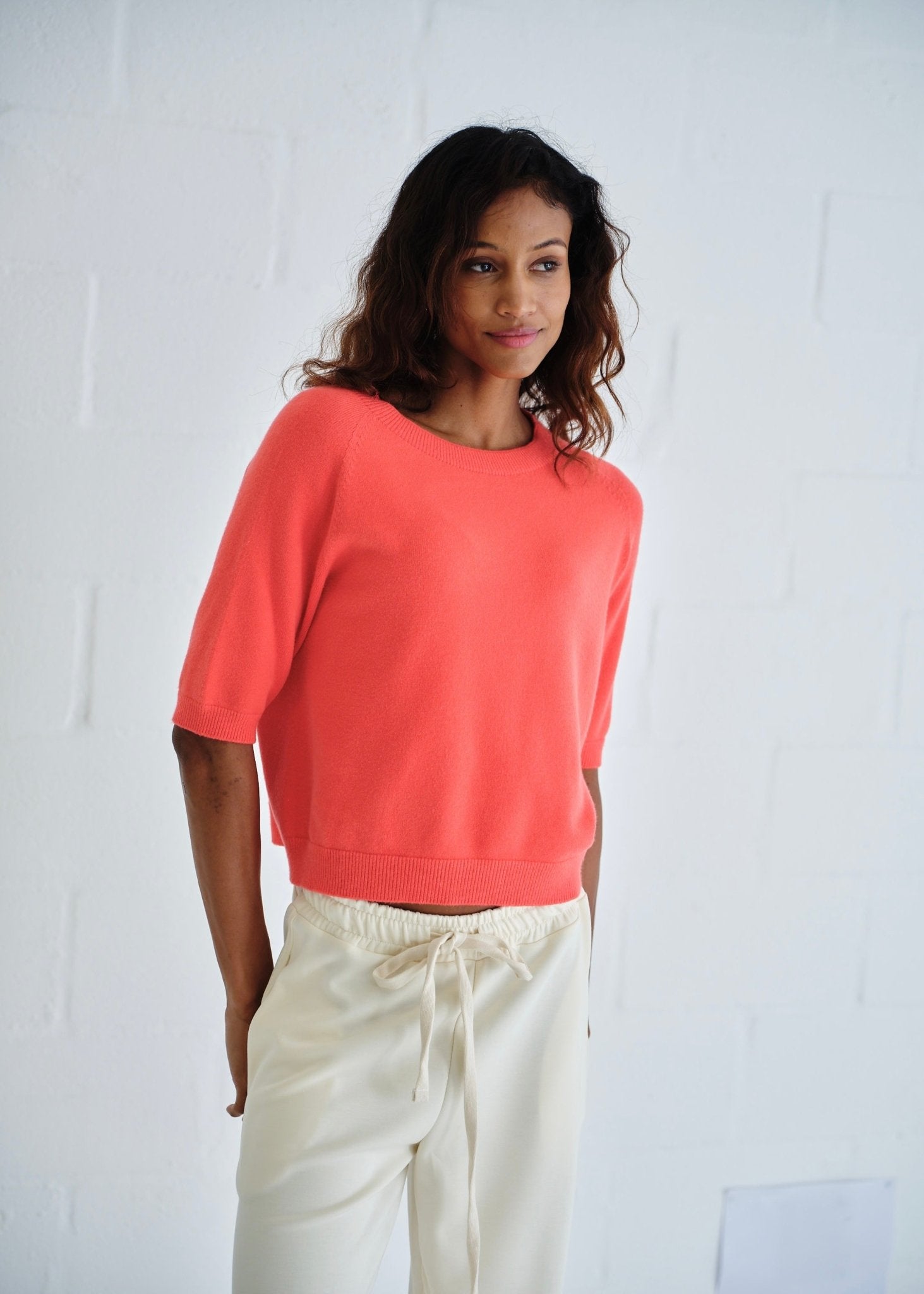 View our Italian Butter Soft Crew Neck Knit Coral - by Tribute Store