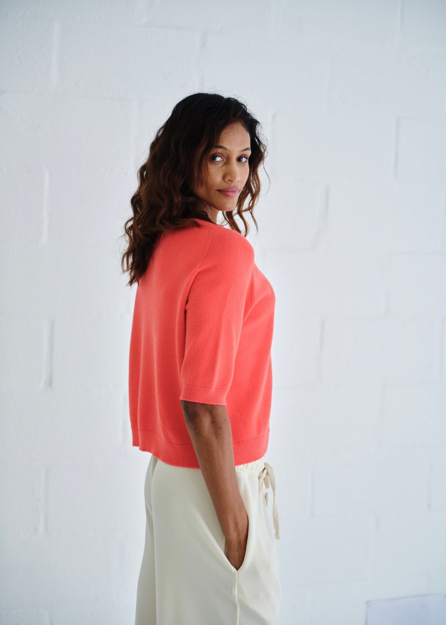 View our Italian Butter Soft Crew Neck Knit Coral - by Tribute Store