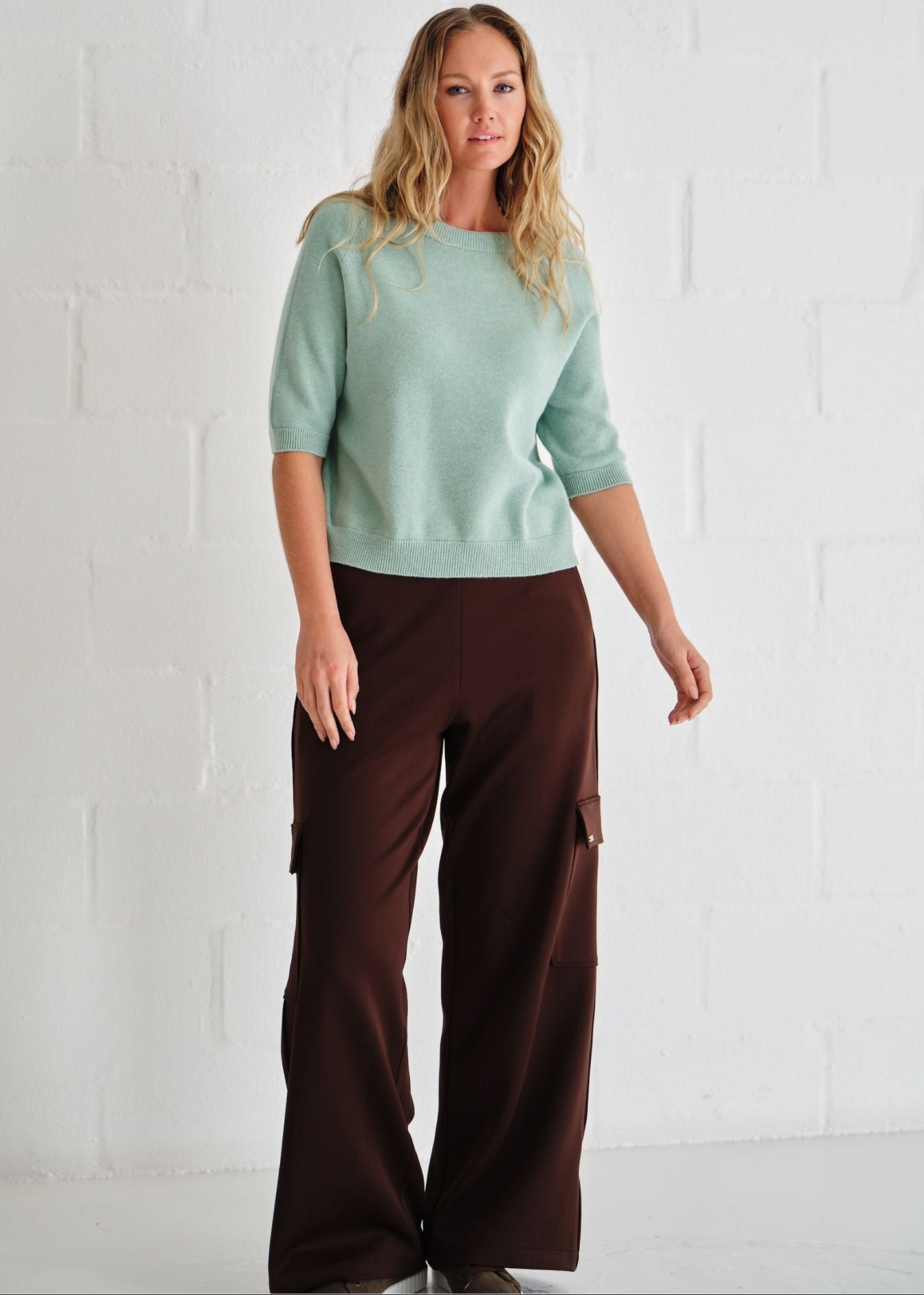 View our Italian Butter Soft Crew Neck Knit In Green - by Tribute Store