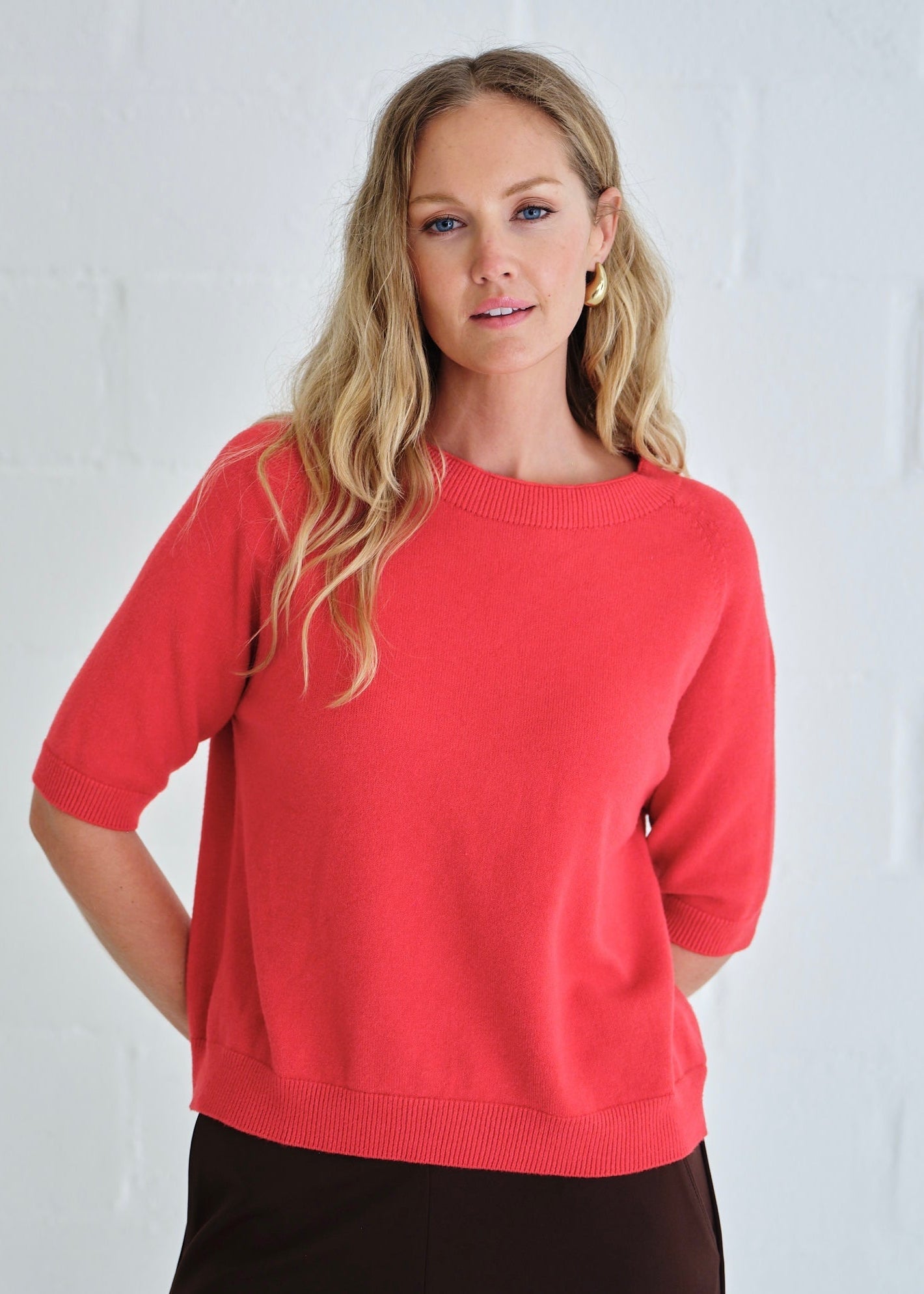 View our Italian Butter Soft Crew Neck Knit Red - by Tribute Store