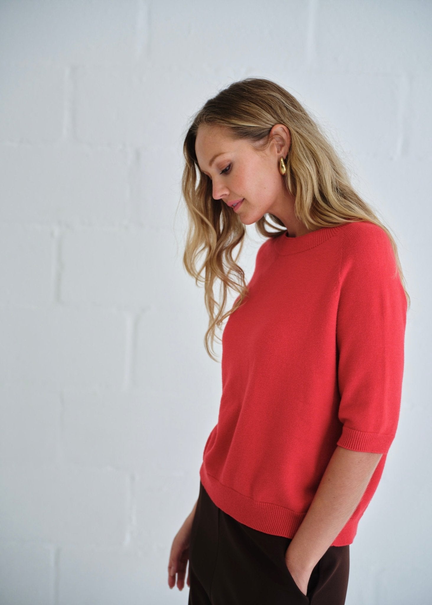 View our Italian Butter Soft Crew Neck Knit Red - by Tribute Store