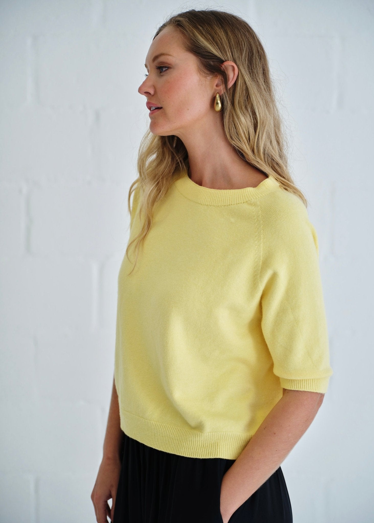 View our Italian Butter Soft Crew Neck Knit Yellow - by Tribute Store