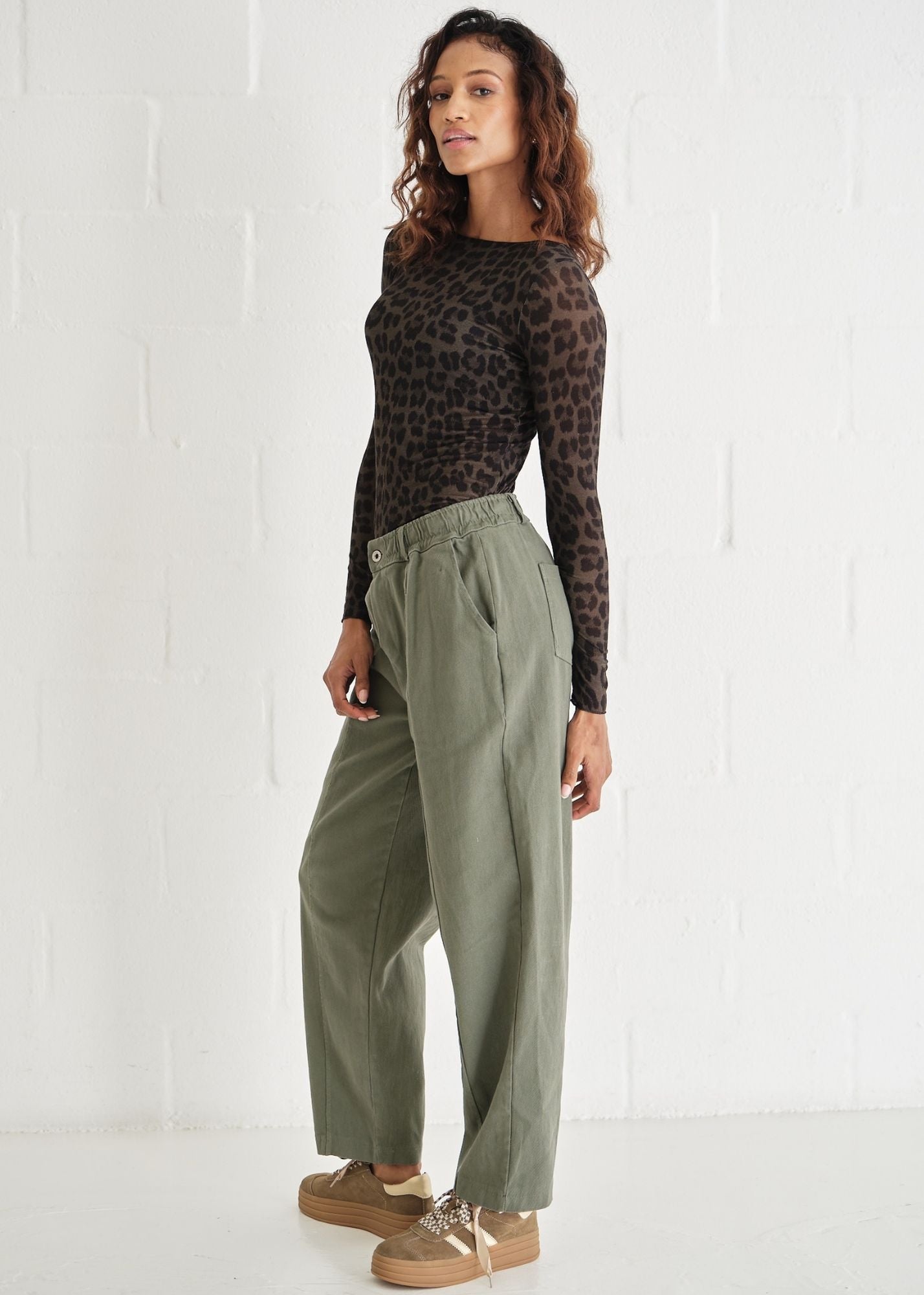 View our Italian Cotton Barrel Joggers In Khaki - by Tribute Store