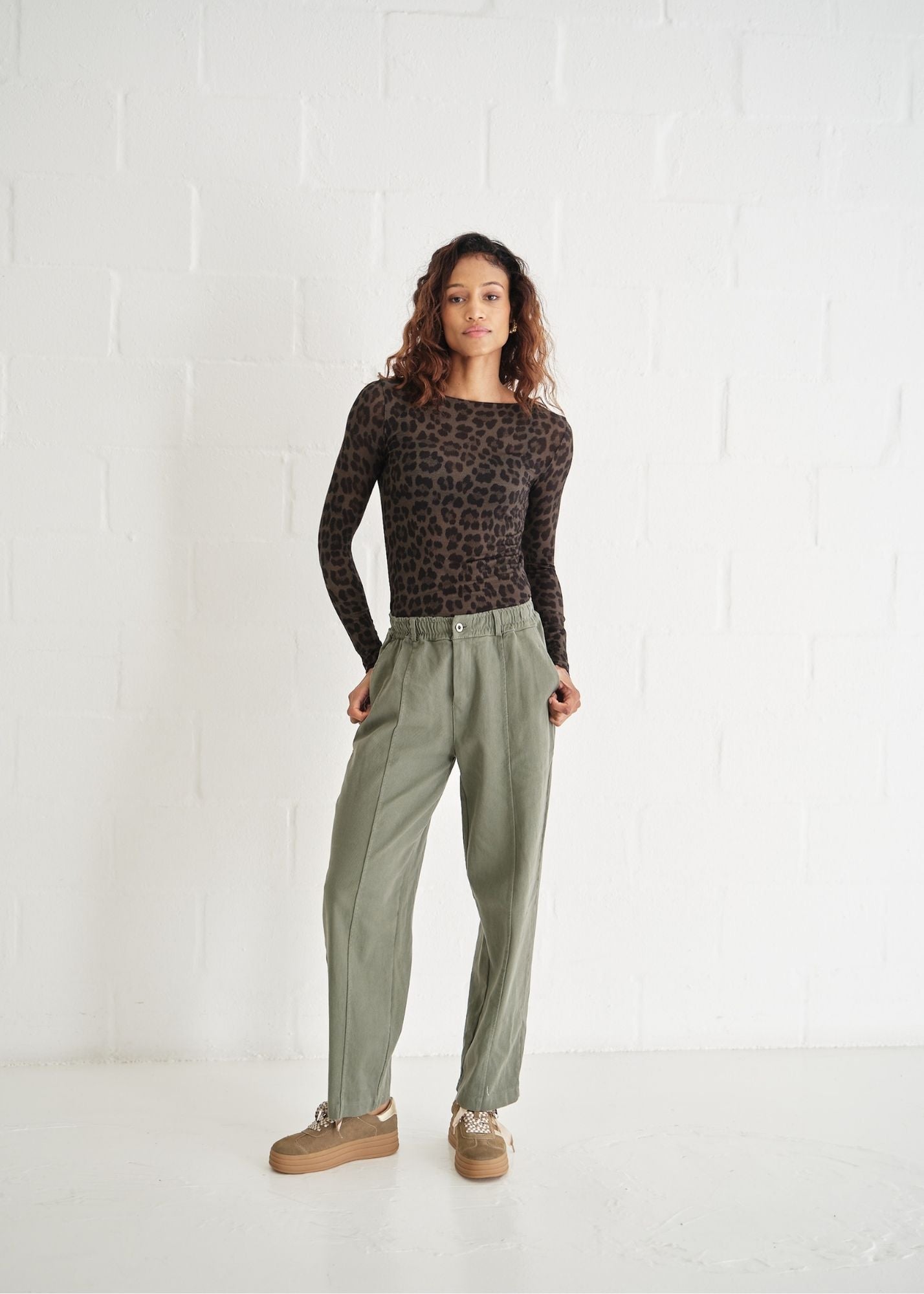 View our Italian Cotton Barrel Joggers In Khaki - by Tribute Store