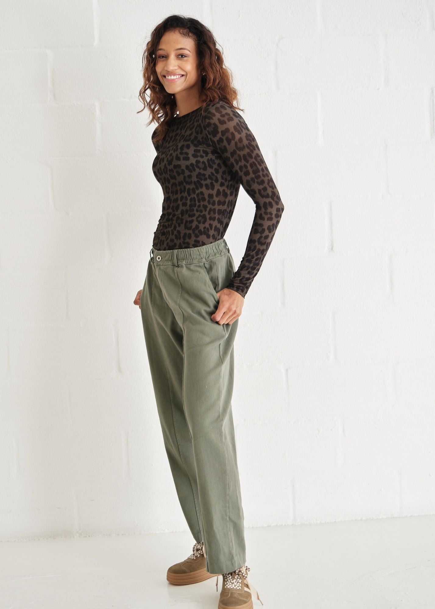 View our Italian Cotton Barrel Joggers In Khaki - by Tribute Store