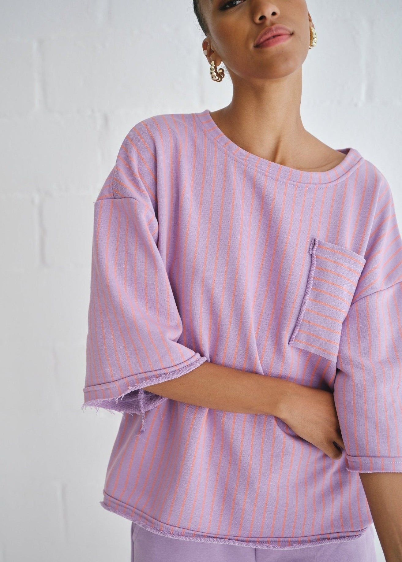 View our Italian Cotton Tracksuit Tee In Lilac - by Tribute Store