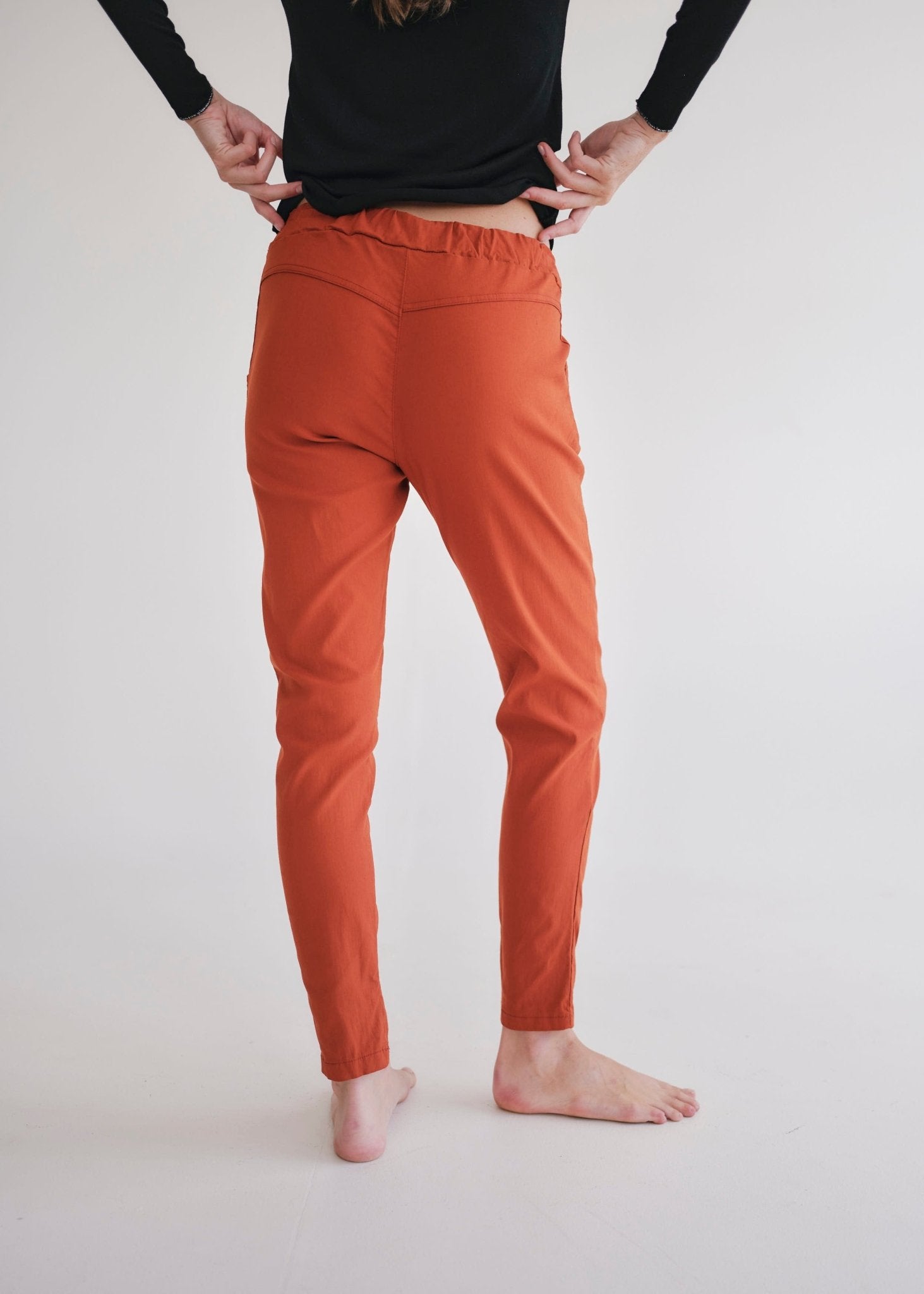 View our Italian Jogger With Silver Drawstring In Rust - by Tribute Store