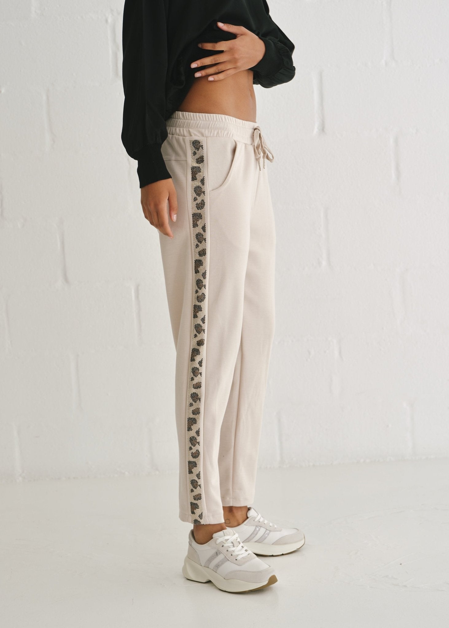 View our Italian Joggers with Sparkle Diamantes In Cream - by Tribute Store