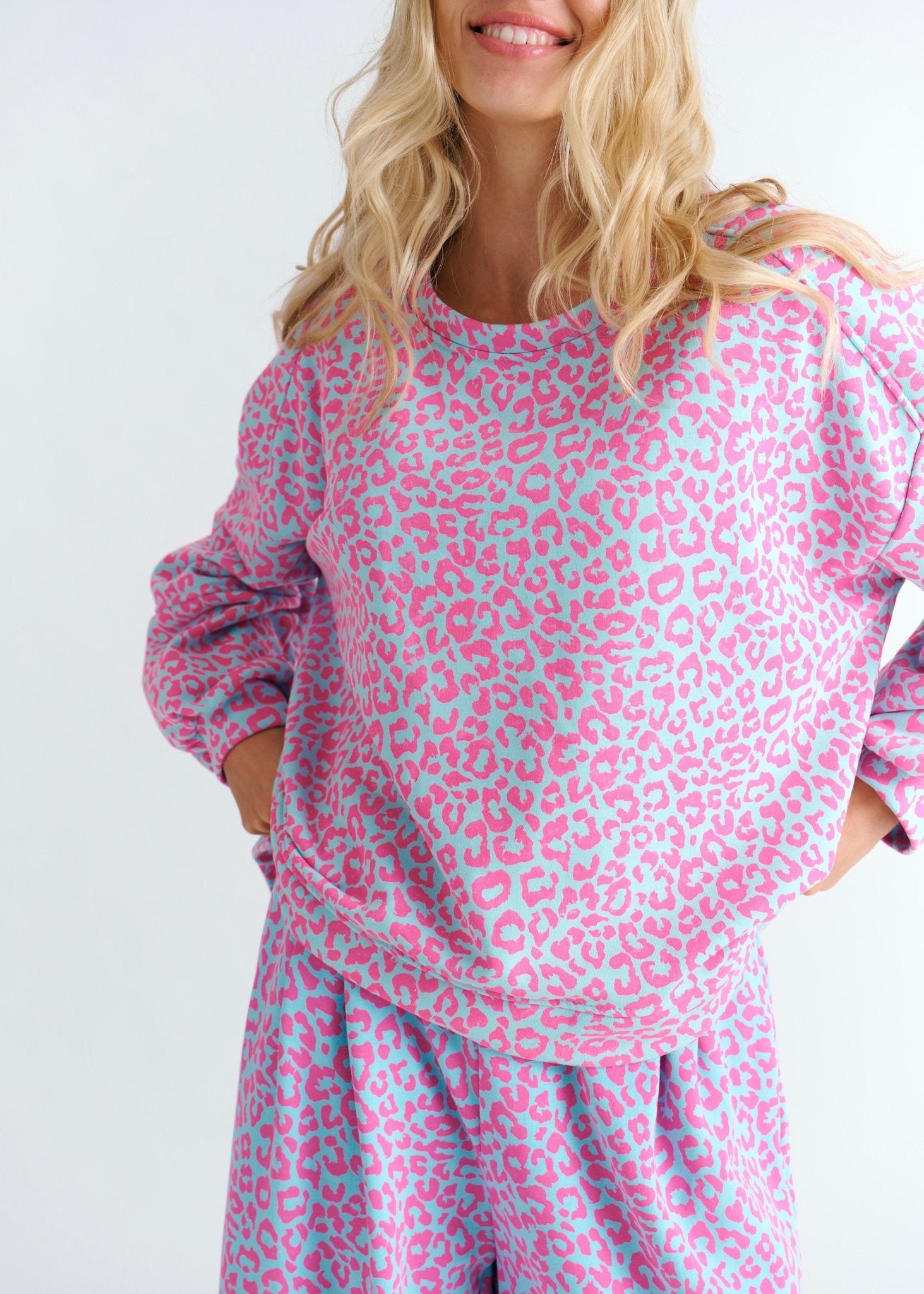 View our Italian Leopard Jumper Light Blue and Pink - by Tribute Store