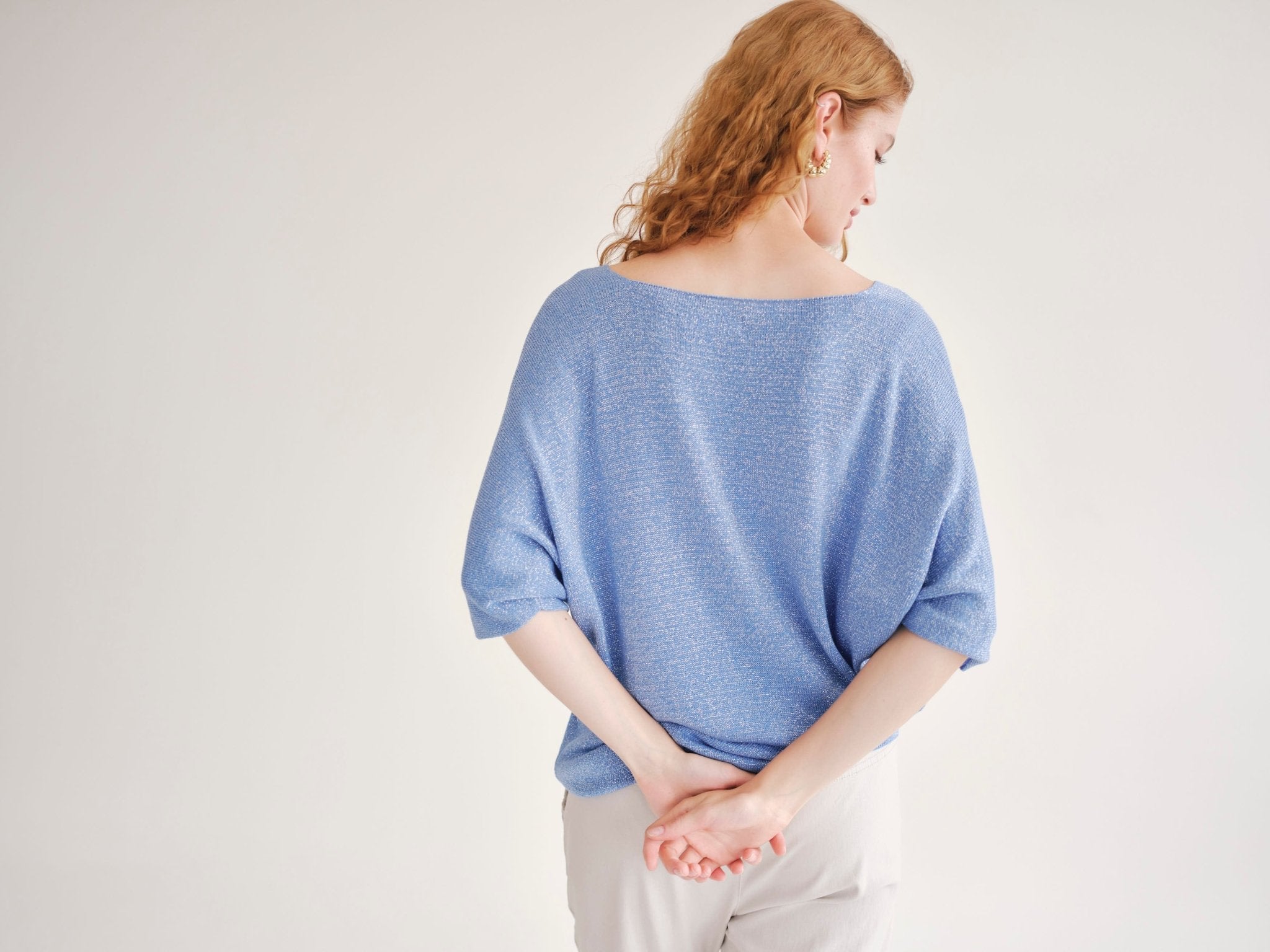 View our Italian Lurex V Neck In Electric Blue - by Tribute Store