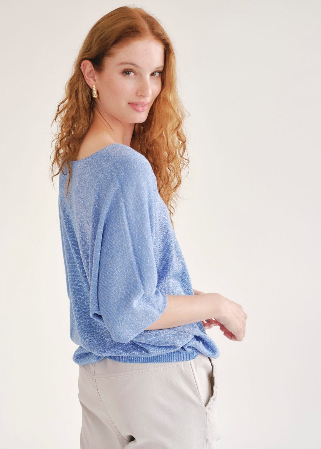 View our Italian Lurex V Neck In Electric Blue - by Tribute Store