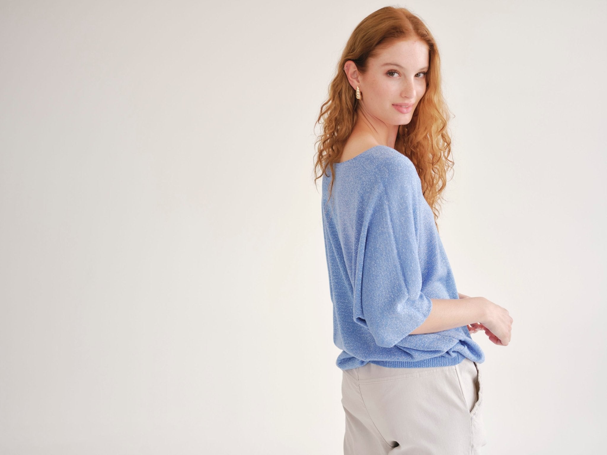 View our Italian Lurex V Neck In Electric Blue - by Tribute Store