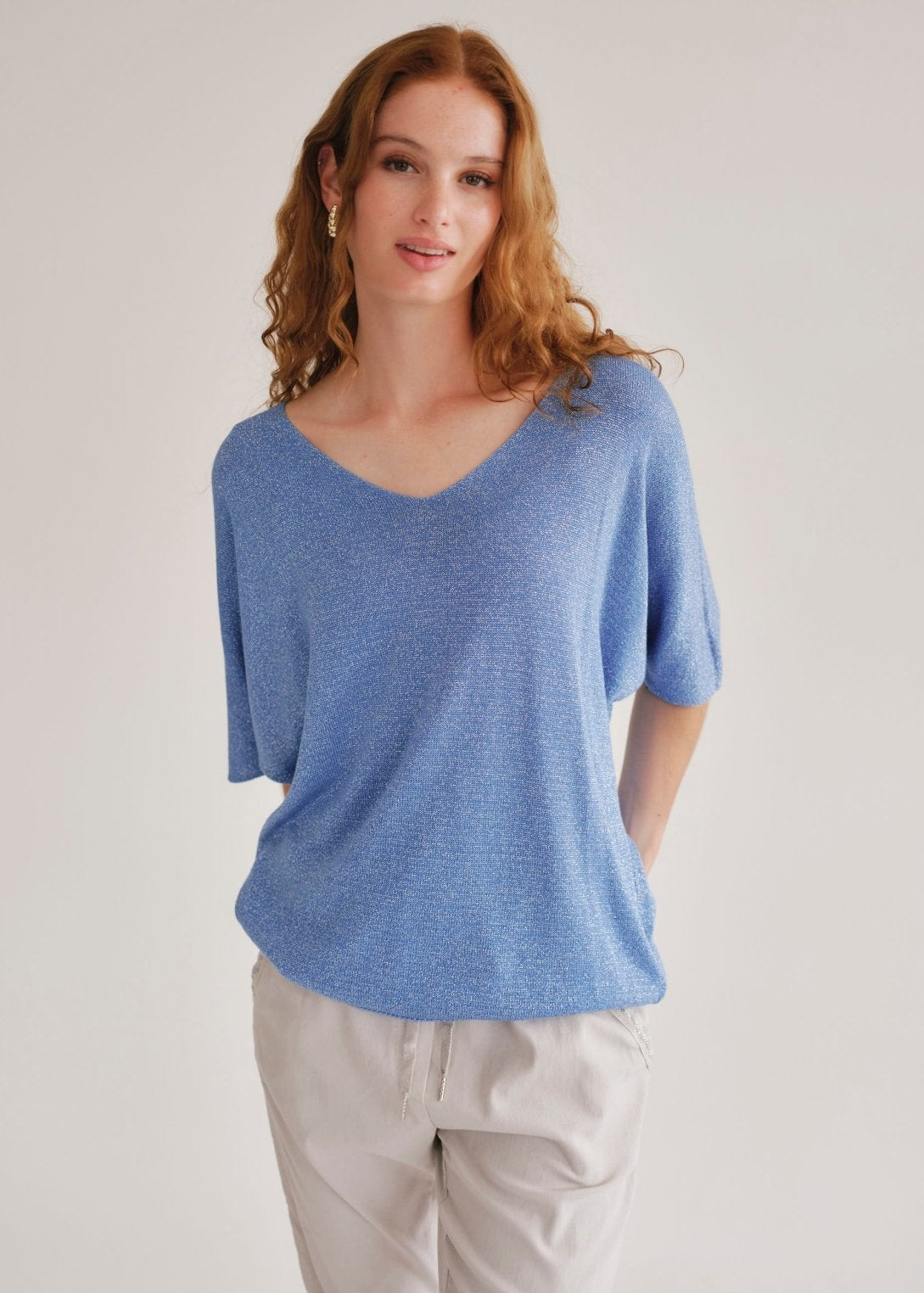View our Italian Lurex V Neck In Electric Blue - by Tribute Store