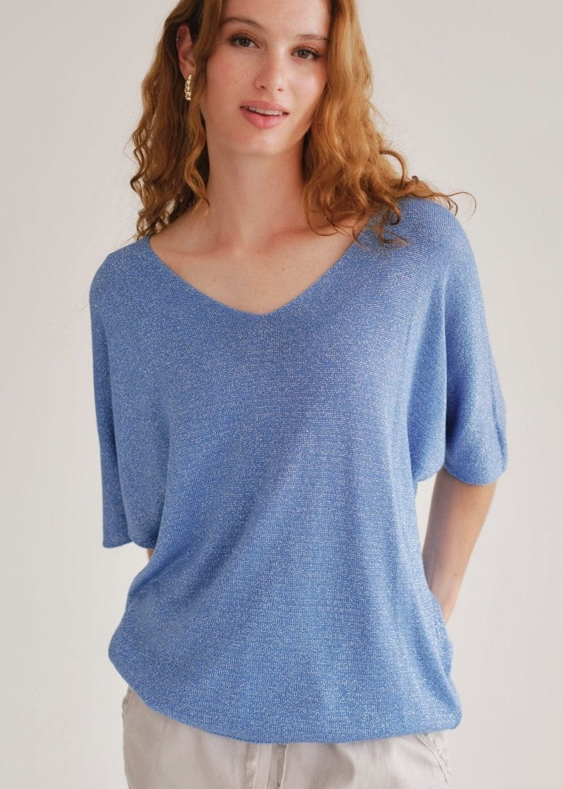 View our Italian Lurex V Neck In Electric Blue - by Tribute Store