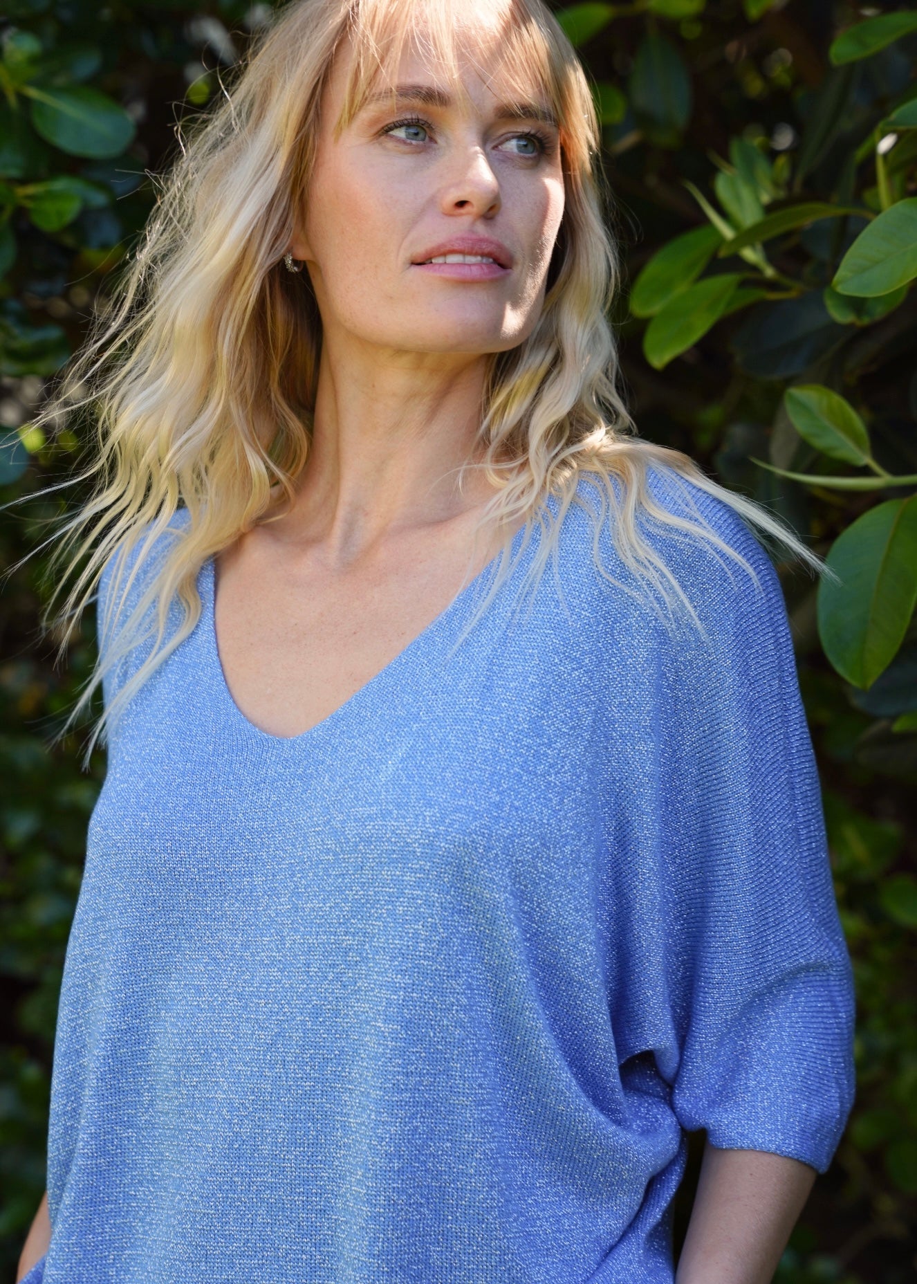 View our Italian Lurex V Neck In Electric Blue - by Tribute Store