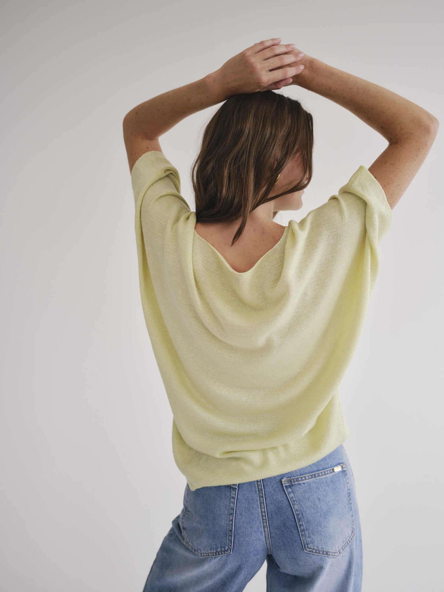 View our Italian Lurex V Neck In Yellow - by Tribute Store