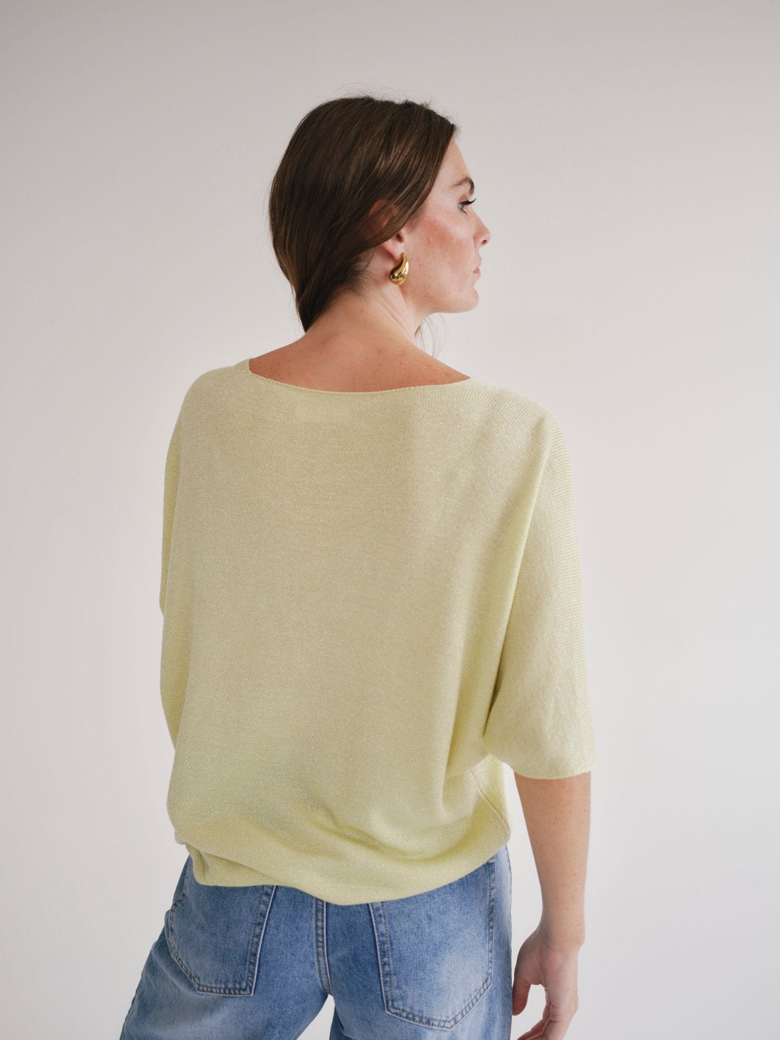 View our Italian Lurex V Neck In Yellow - by Tribute Store