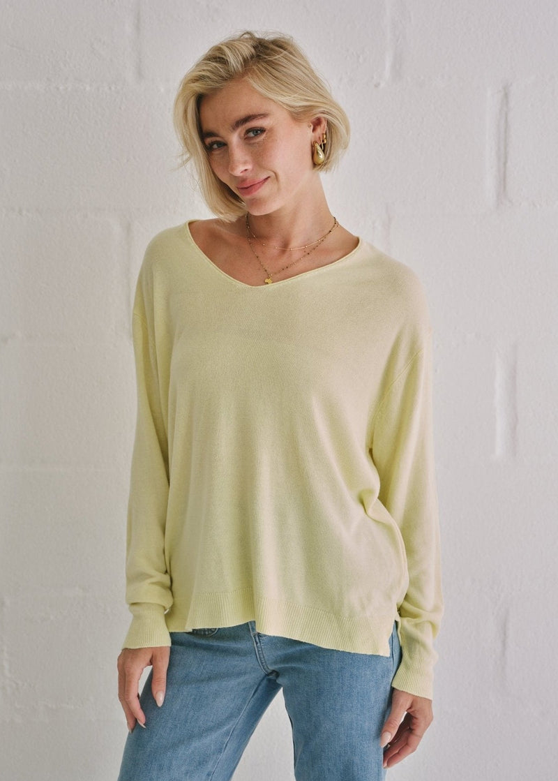 View our Italian Oversized V Neck Knit In Chartreuse - by Tribute Store