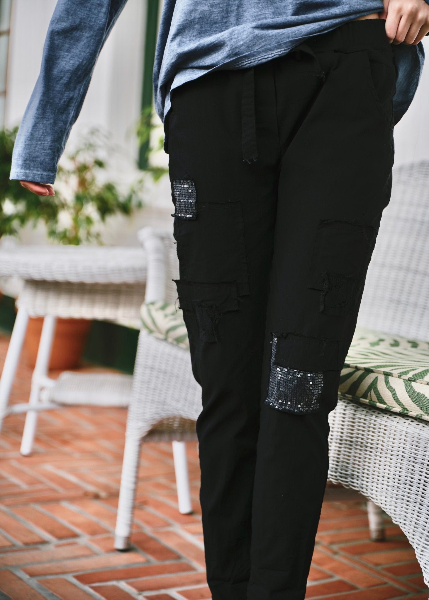 View our Italian Sequin Joggers In Black - by Tribute Store