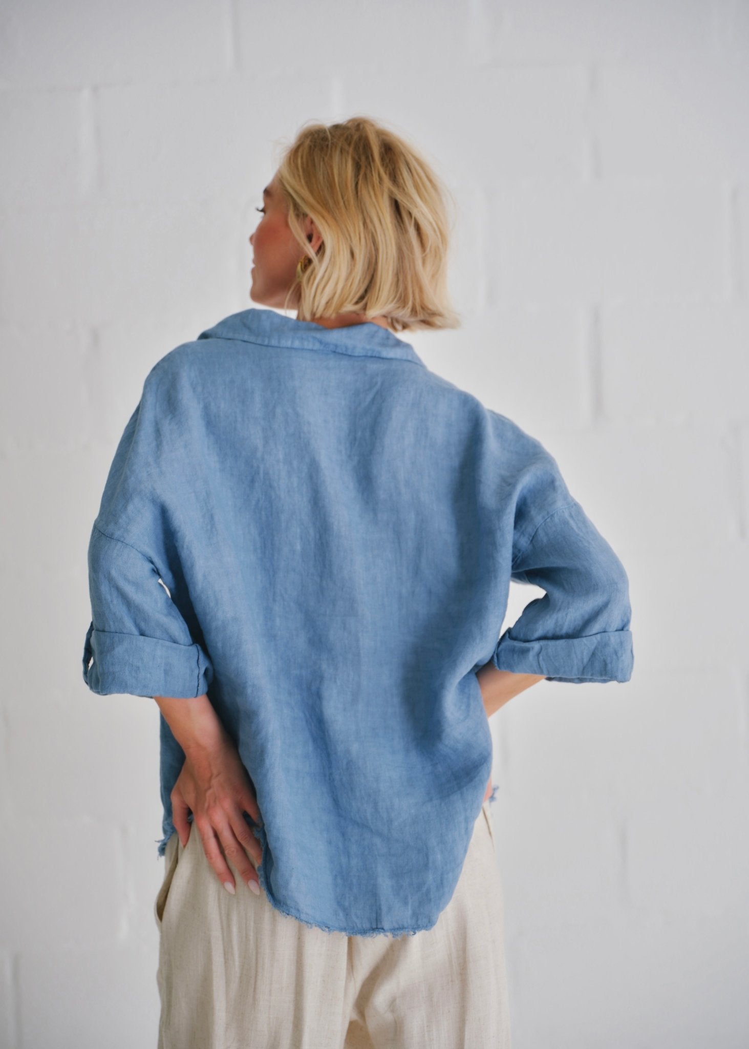 View our Italian Sequin Pocket Shirt In Denim - by Tribute Store