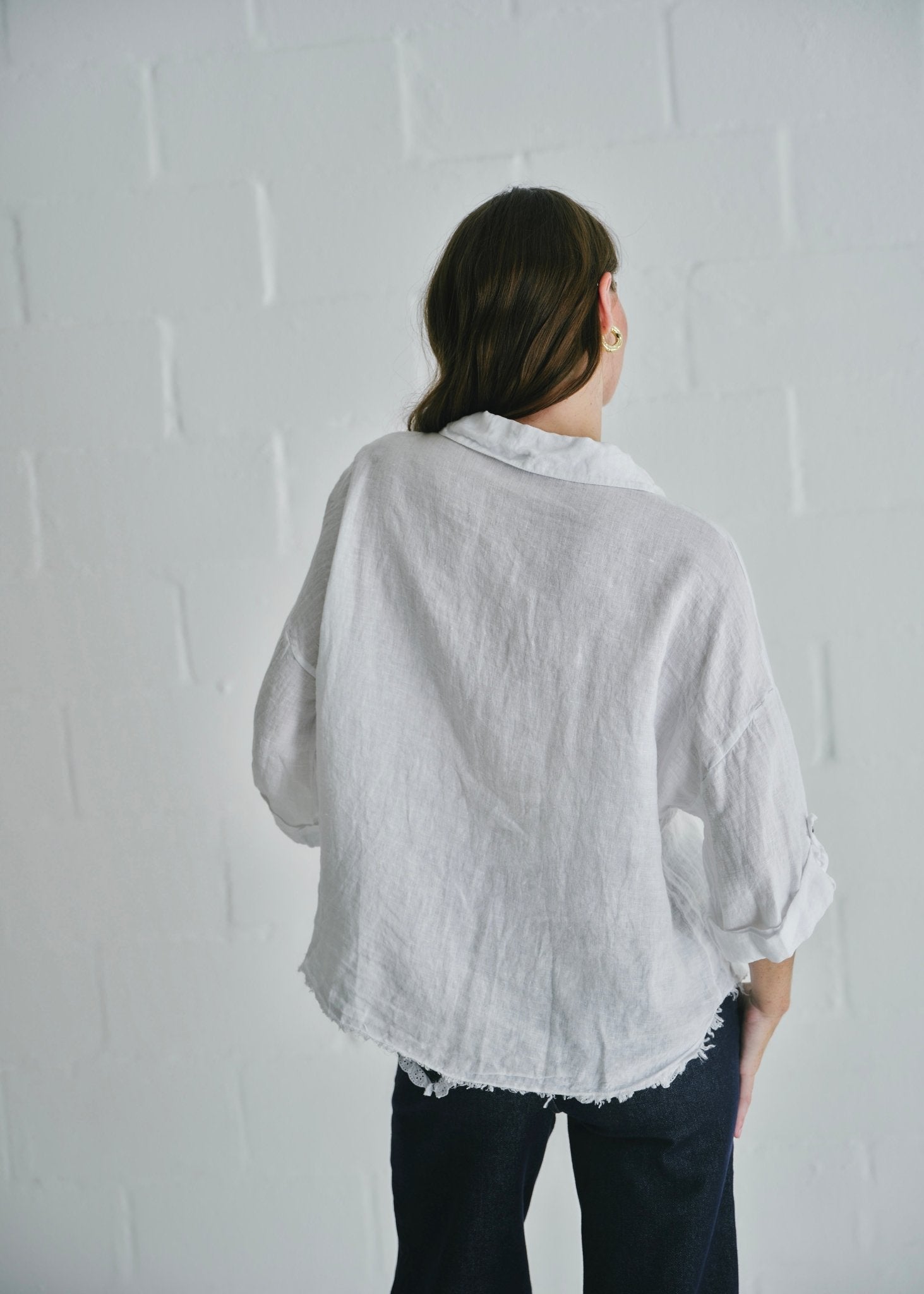 View our Italian Sequin Pocket Shirt In White - by Tribute Store