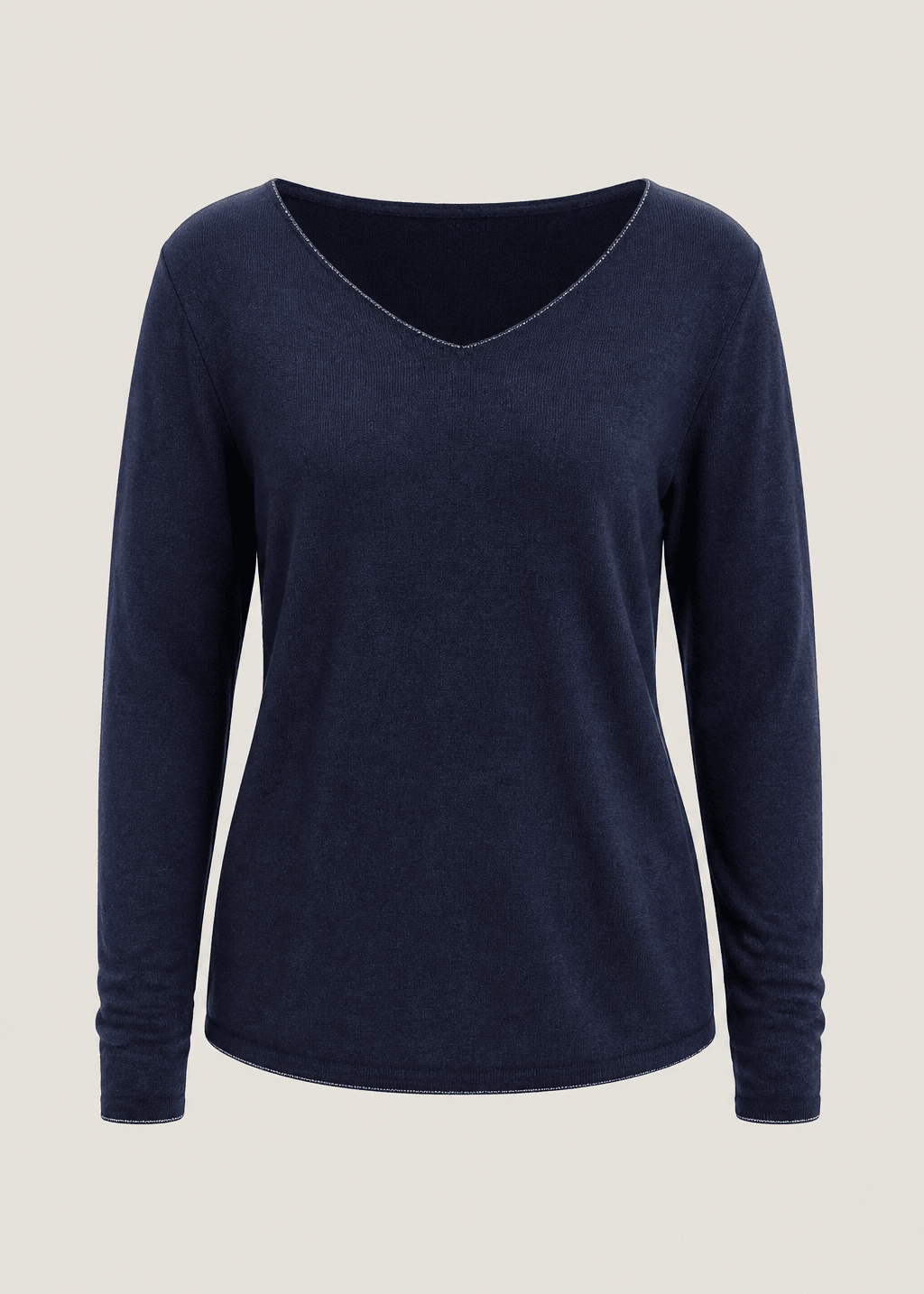View our Italian Shimmer Edged V Neck Knit In Navy - by Tribute Store