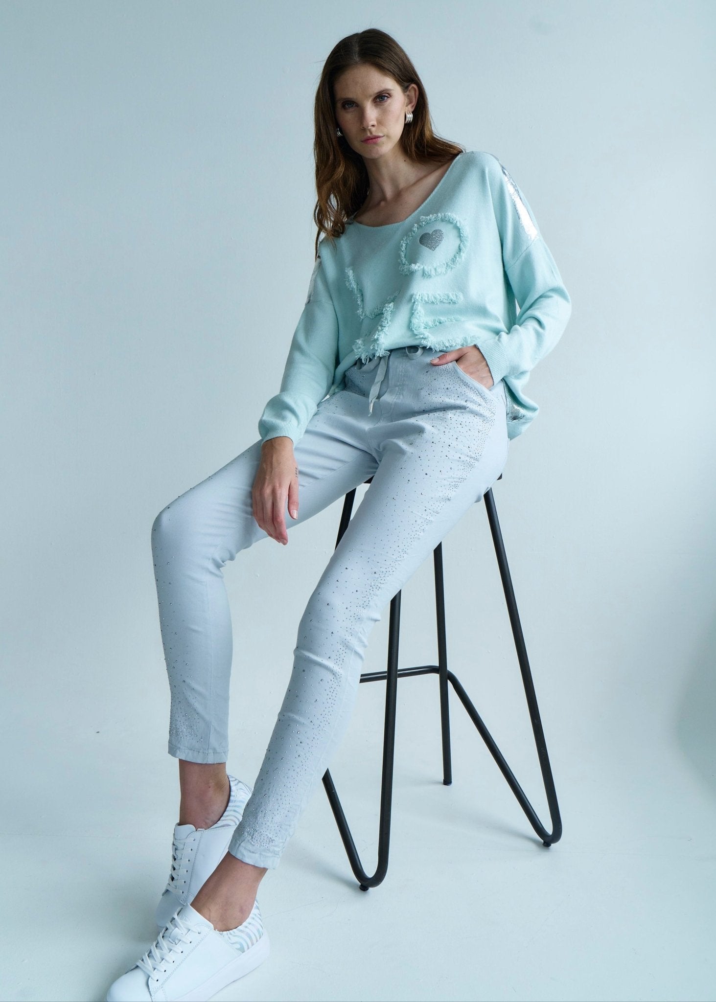 View our Italian Sparkle Joggers in Azure - by Tribute Store