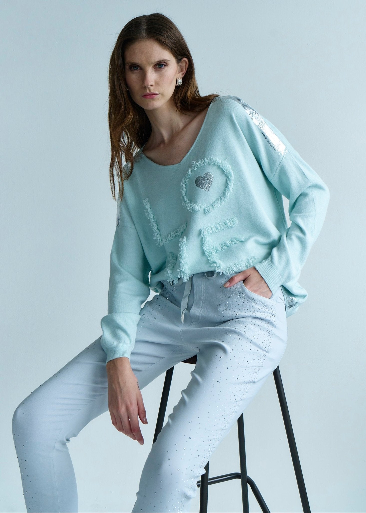 View our Italian Sparkle Joggers in Azure - by Tribute Store