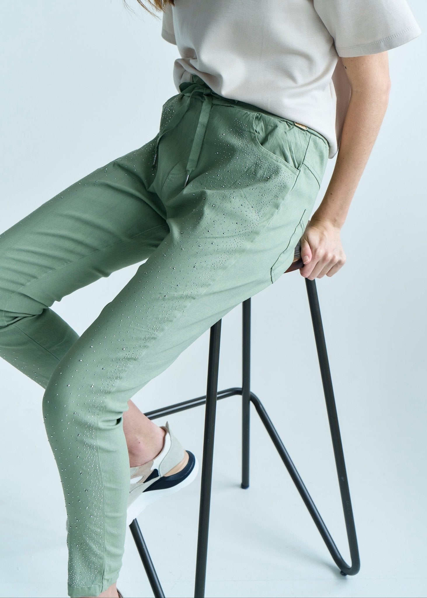 View our Italian Sparkle Joggers in Khaki - by Tribute Store